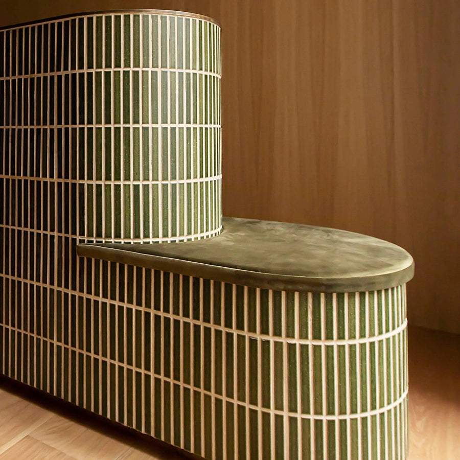 Japanese ceramic wall tiles Kaji Border in Wrought Iron from Mittsu Japanese Tiles