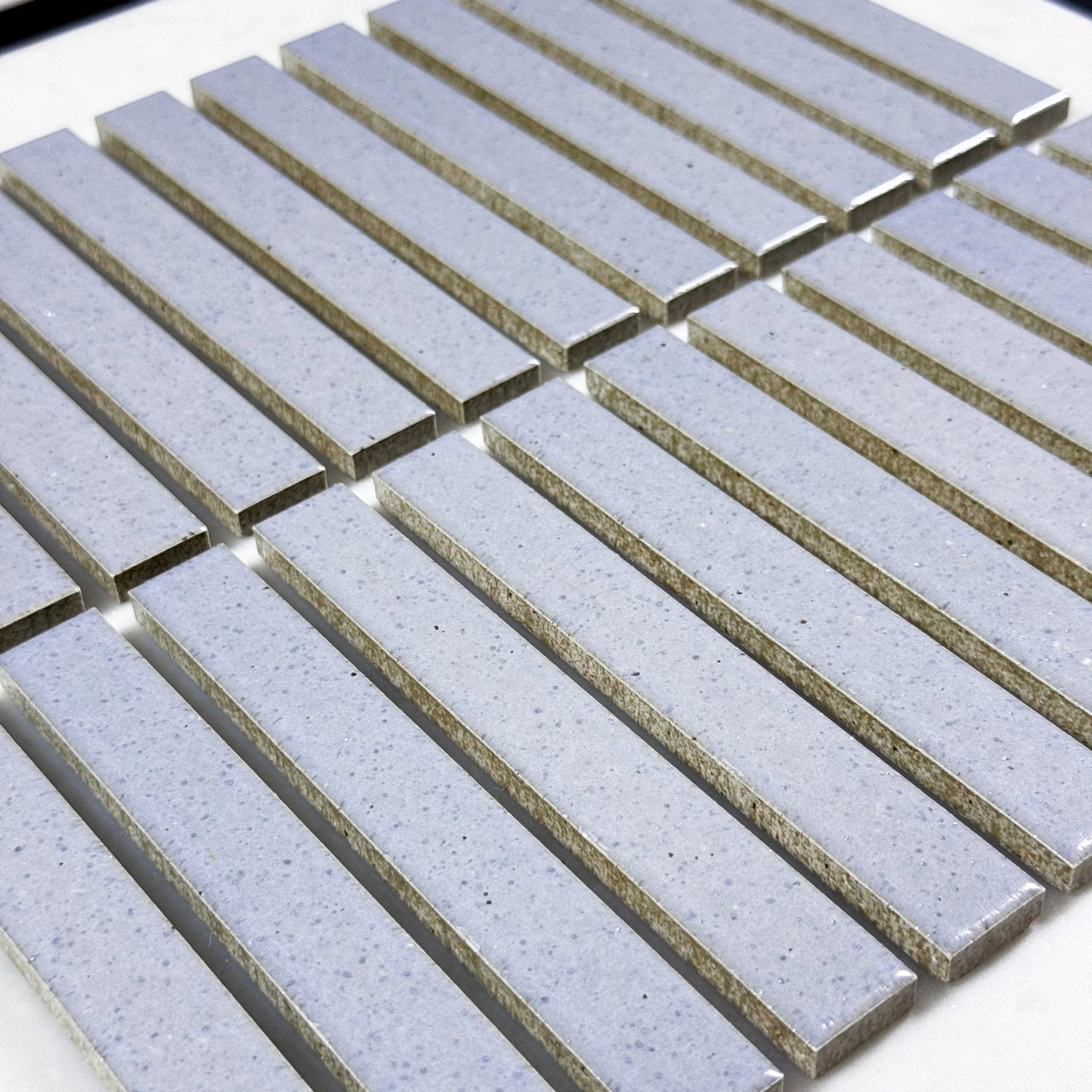 Japanese ceramic wall tiles Kaji Border Sample in Dove Grey from Mittsu Japanese Tiles