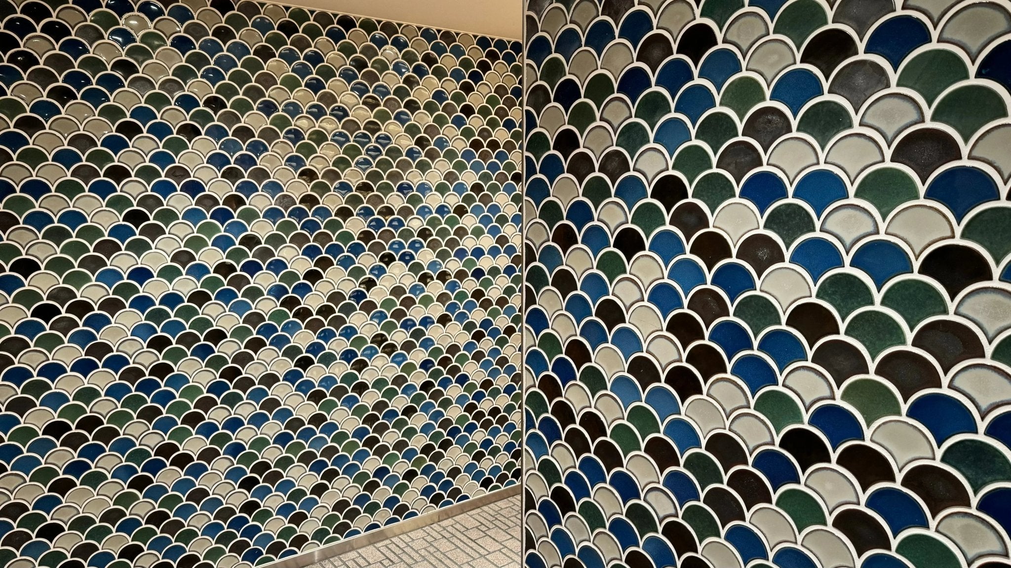 Japanese ceramic wall tiles Kaji Hamon Sample in White from Mittsu Japanese Tiles