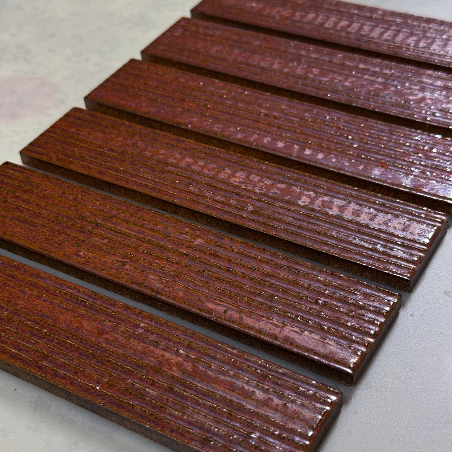 Japanese porcelain wall tiles Kaji Juhi in Vintage Red from the Kaji family by Mittsu Japanese Tiles