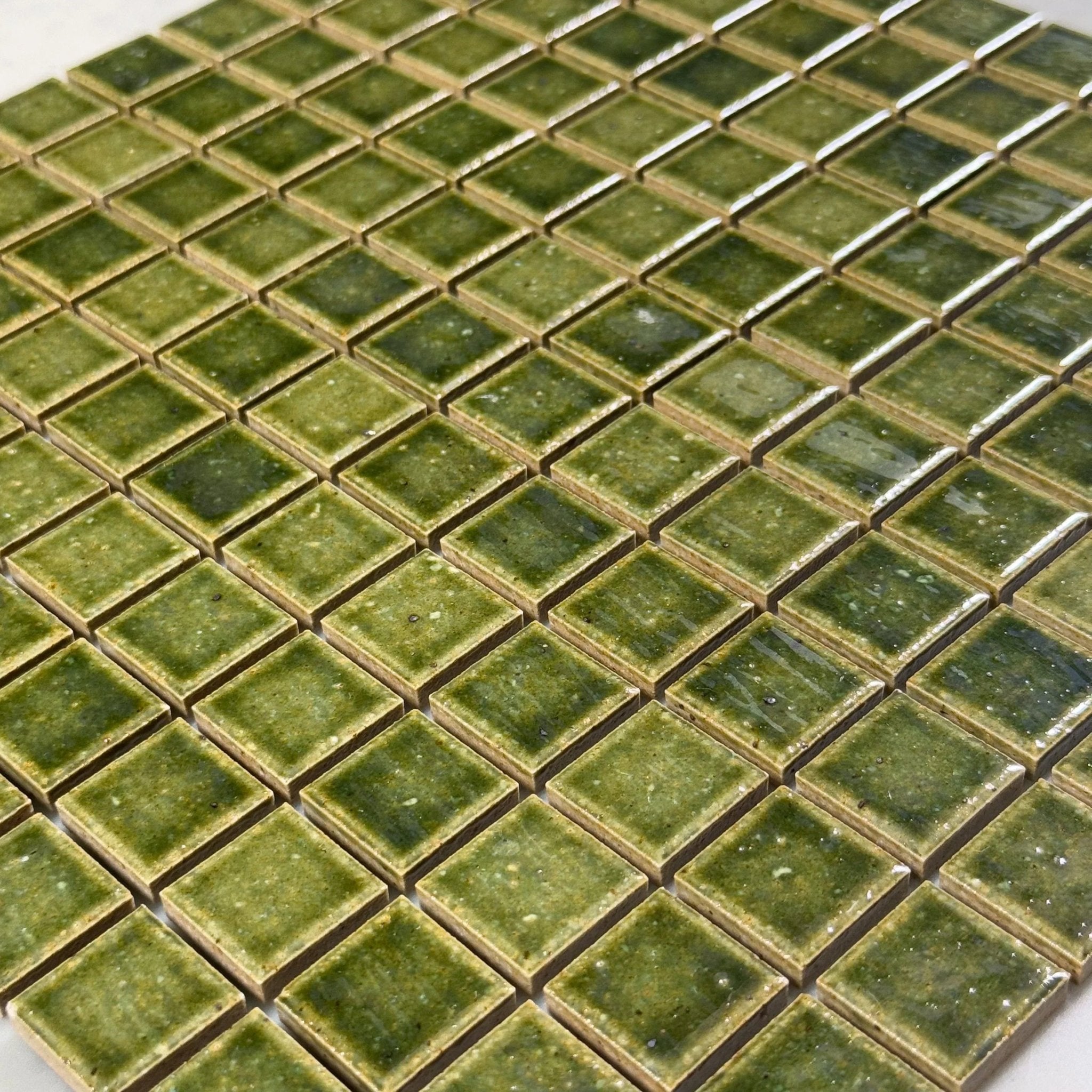 Japanese ceramic wall tiles Kaji Ko in Vintage Green from Mittsu Japanese Tiles