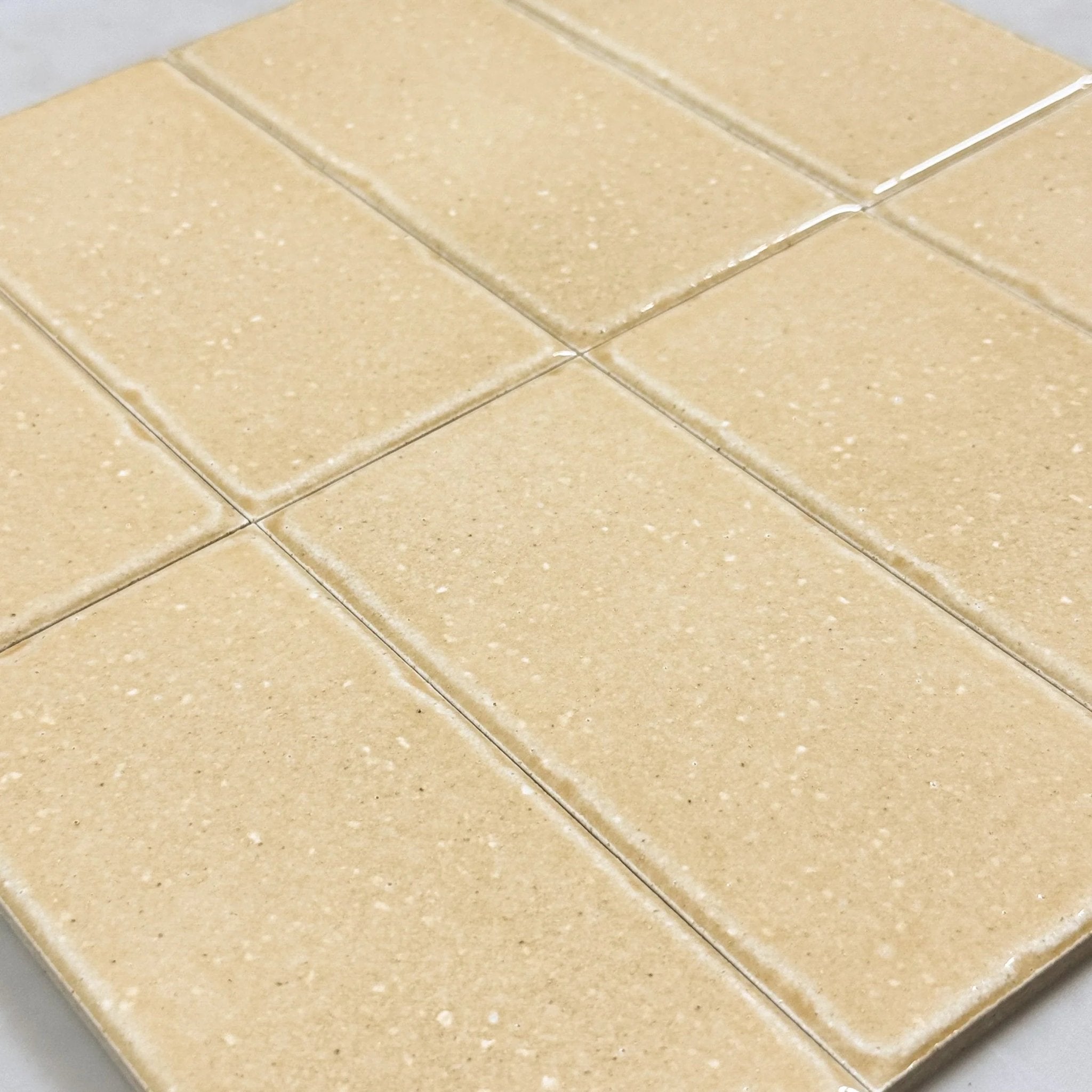 Japanese ceramic wall tiles Kaji Kukei in Light Mustard from Mittsu Japanese Tiles