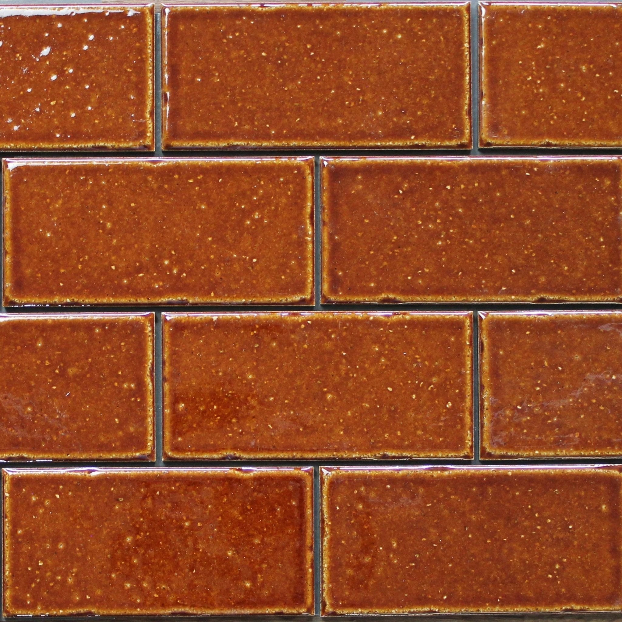 Japanese ceramic wall tiles Kaji Kukei Sample in Cinnamon from Mittsu Japanese Tiles