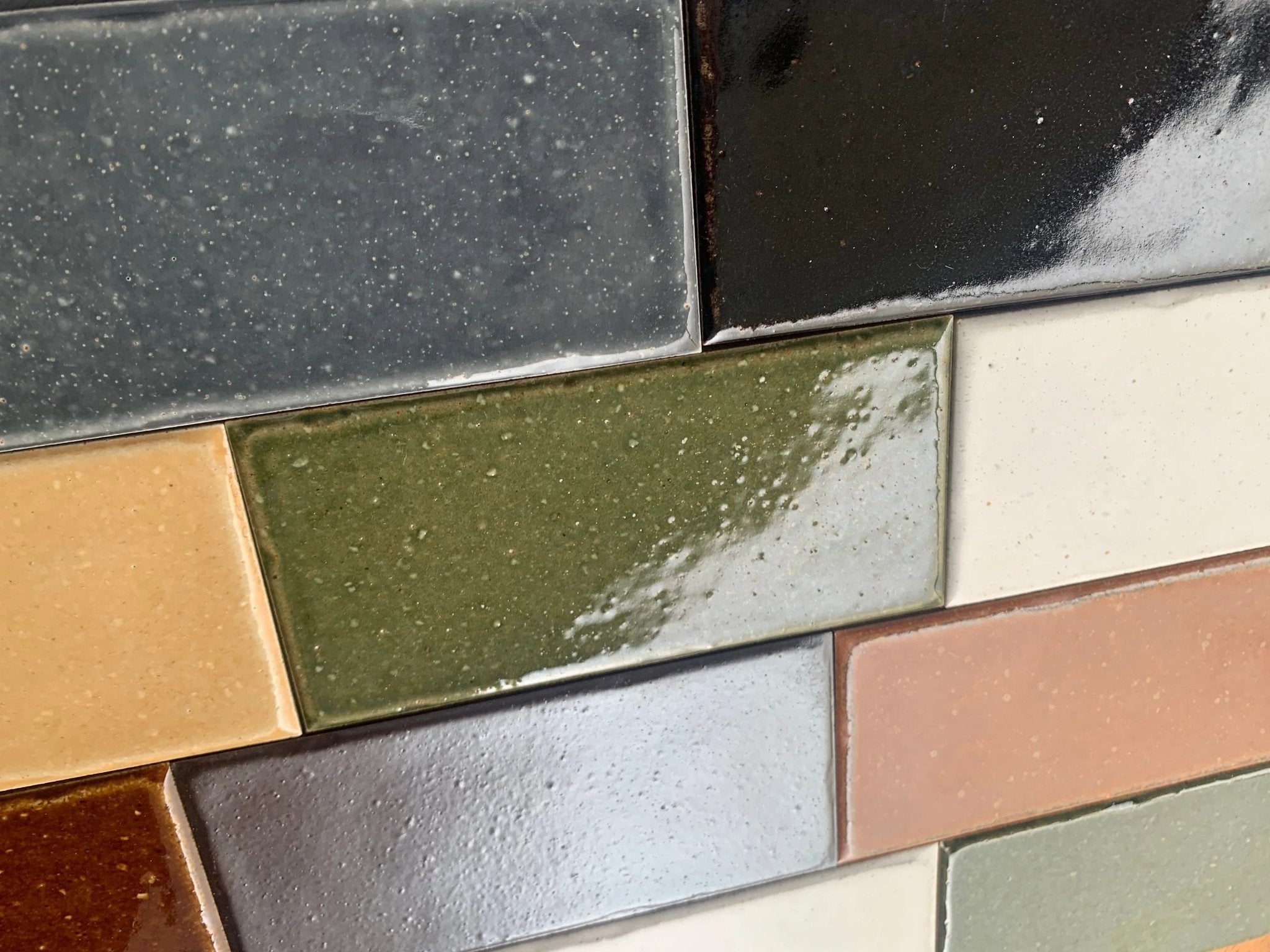 Japanese ceramic wall tiles Kaji Kukei Sample in Crystal Grey from Mittsu Japanese Tiles