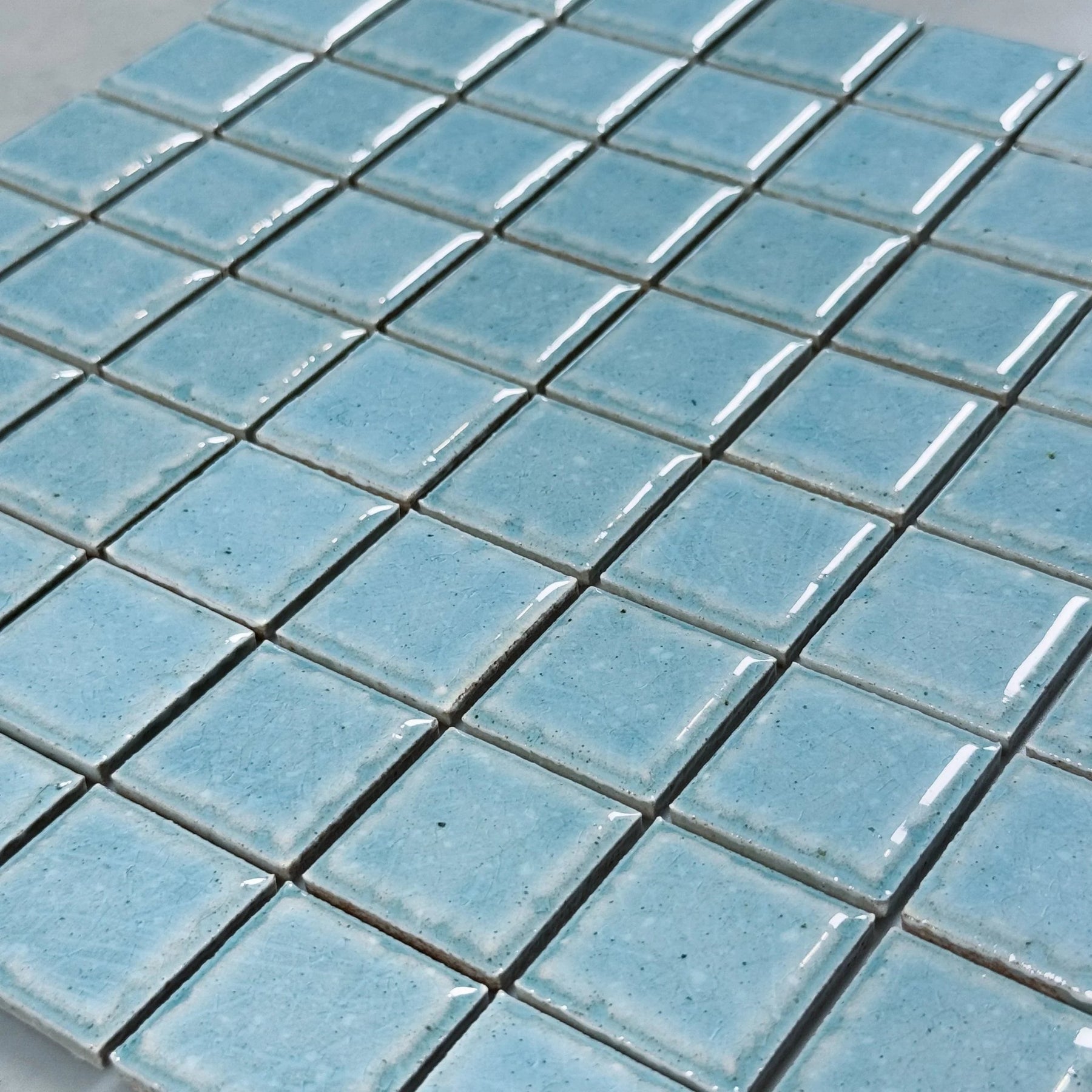 Japanese porcelain wall tiles Kaji Naka in Frozen Mint from the Kaji family by Mittsu Japanese Tiles