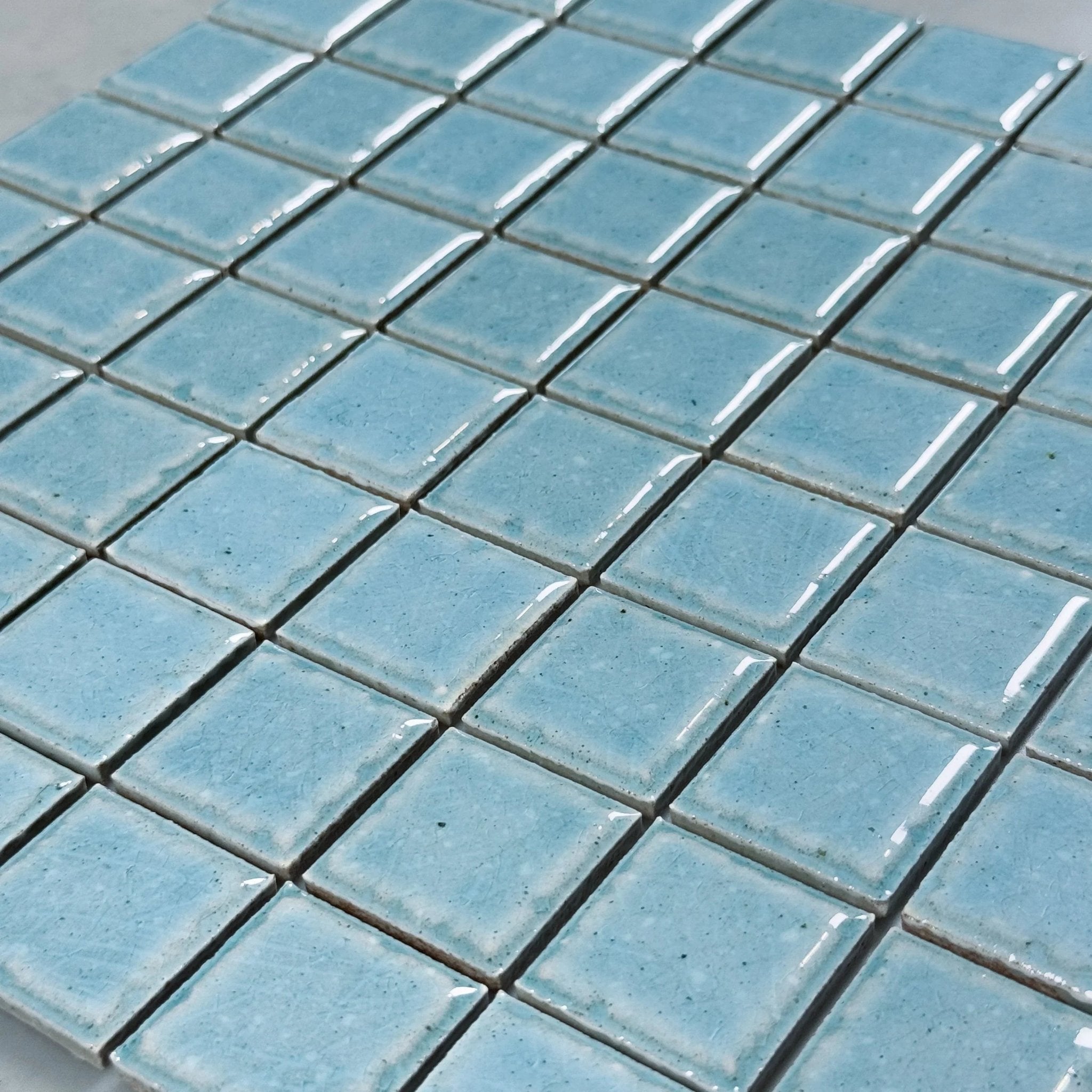 Japanese ceramic wall tiles Kaji Naka in Frozen Mint from Mittsu Japanese Tiles