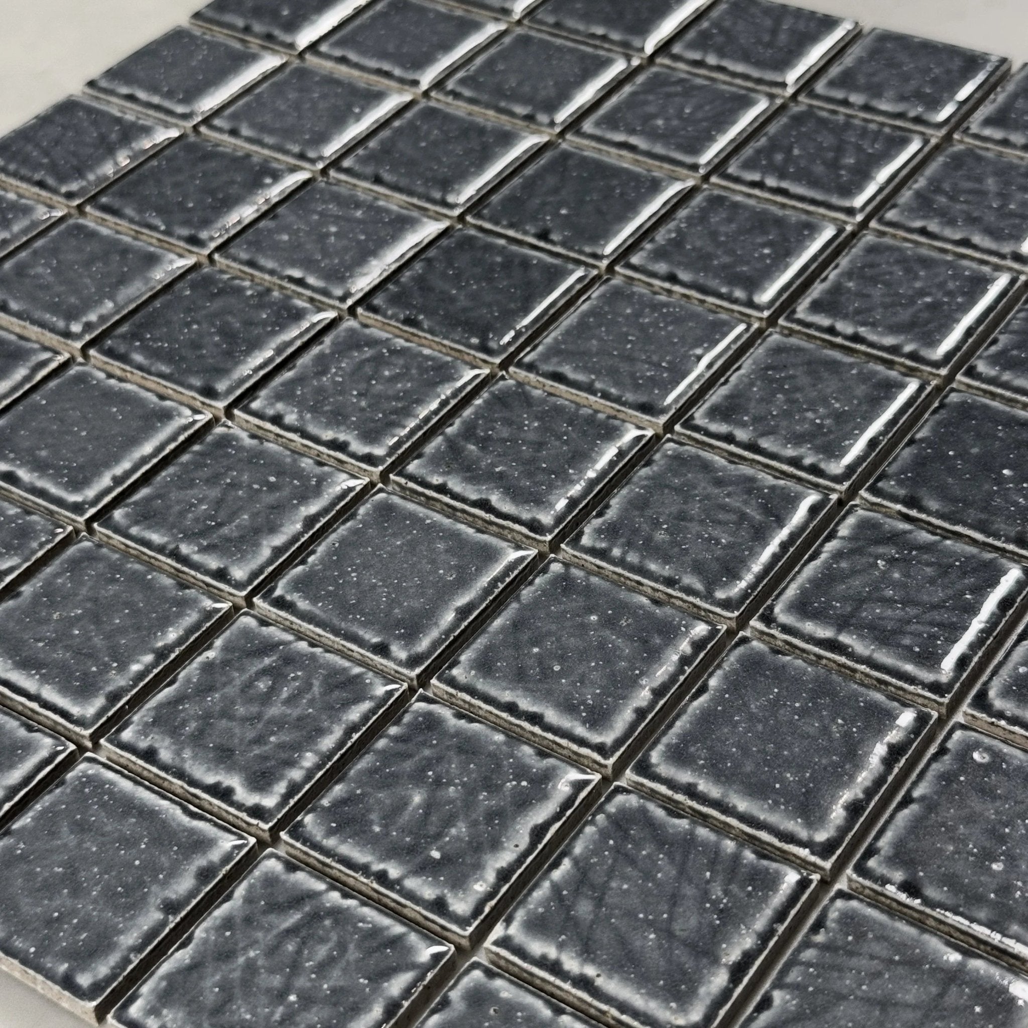 Japanese ceramic wall tiles Kaji Naka in Crystal Grey from Mittsu Japanese Tiles