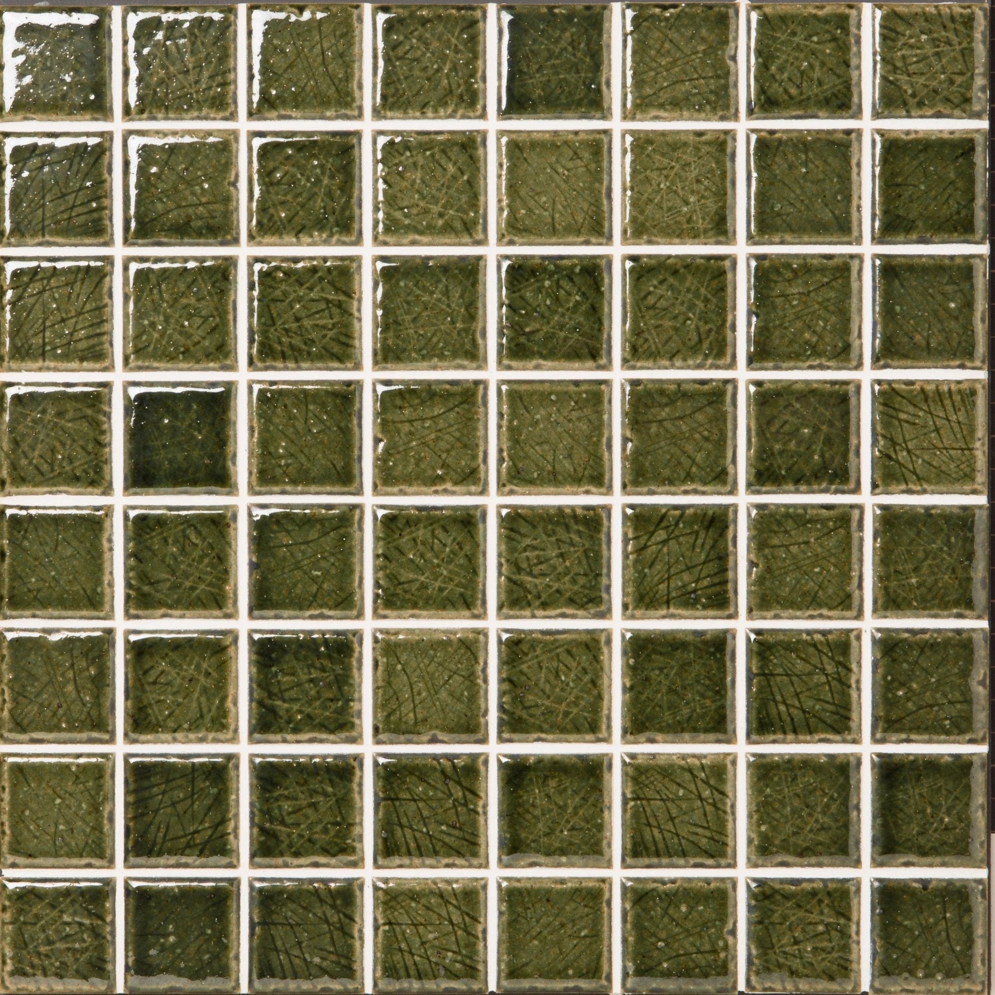Japanese ceramic wall tiles Kaji Naka Sample in Vintage Green from Mittsu Japanese Tiles
