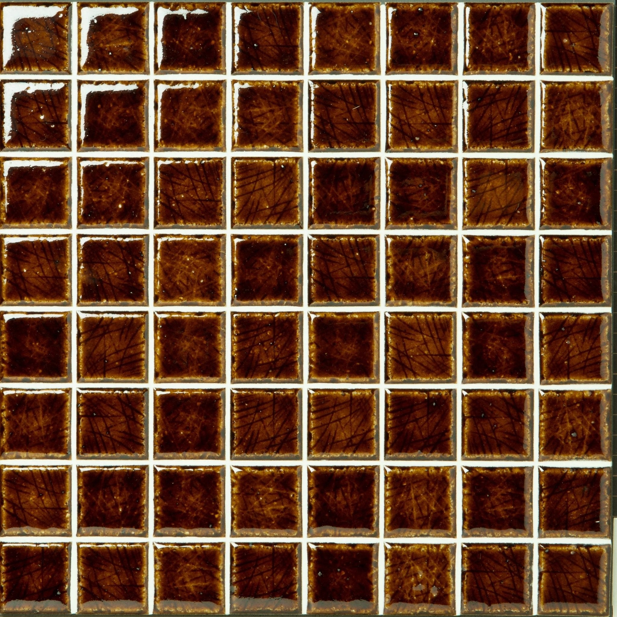 Japanese ceramic wall tiles Kaji Naka Sample in Burnt Russet from Mittsu Japanese Tiles
