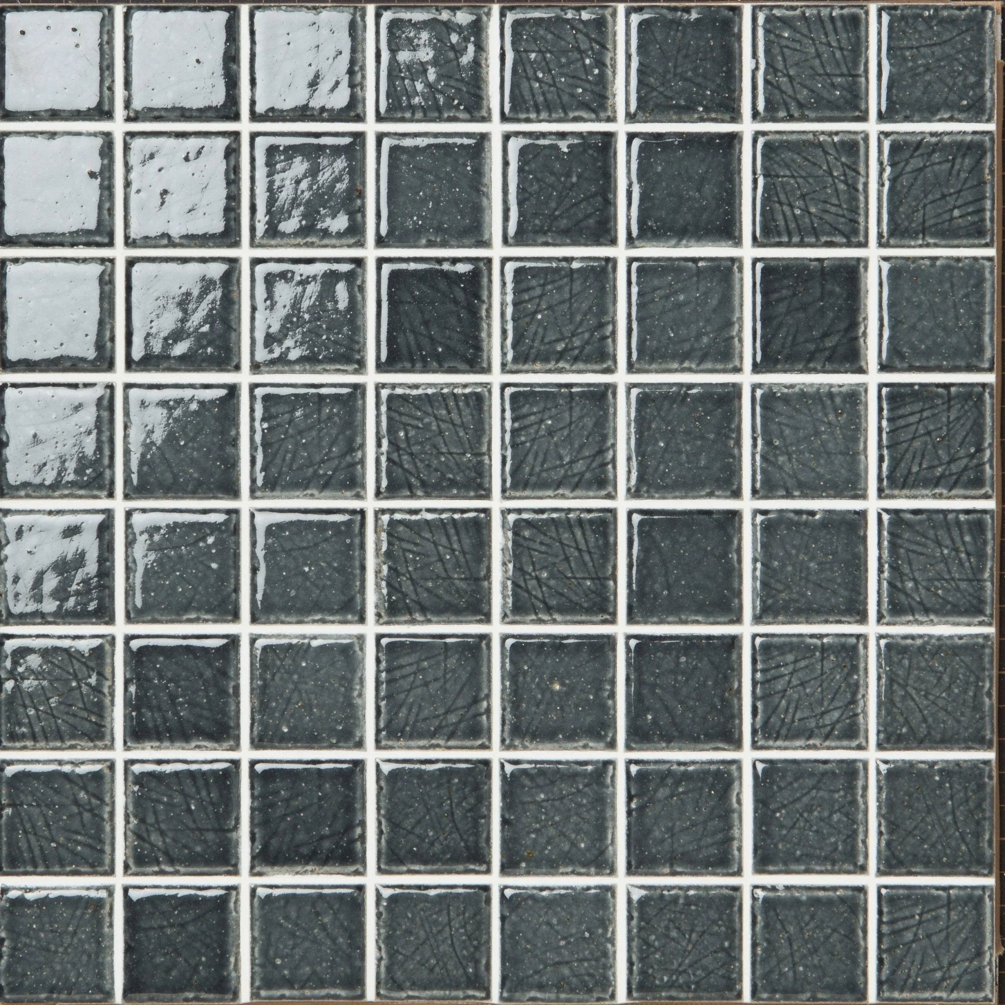 Japanese ceramic wall tiles Kaji Naka Sample in Crystal Grey from Mittsu Japanese Tiles