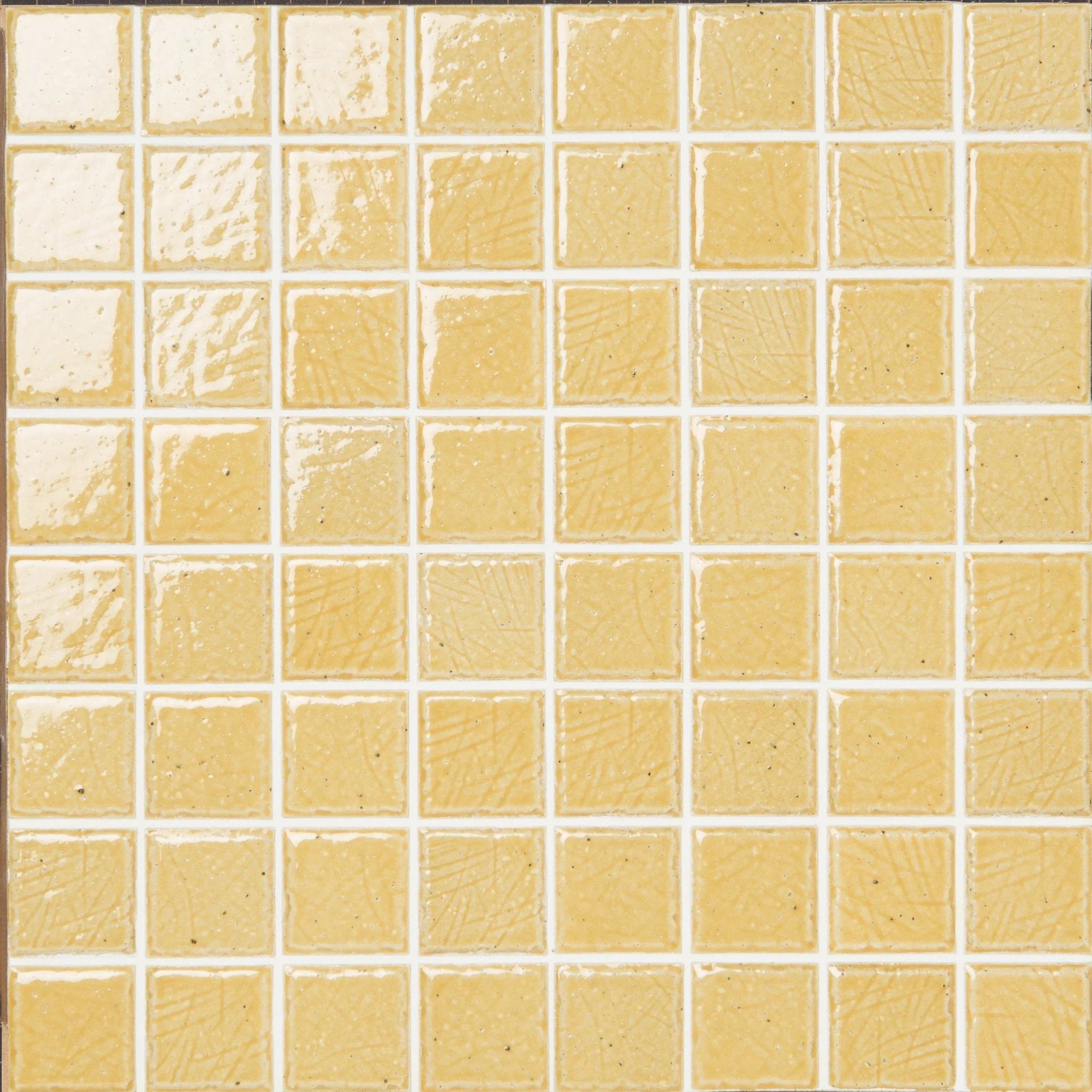 Japanese ceramic wall tiles Kaji Naka Sample in Mustard from Mittsu Japanese Tiles