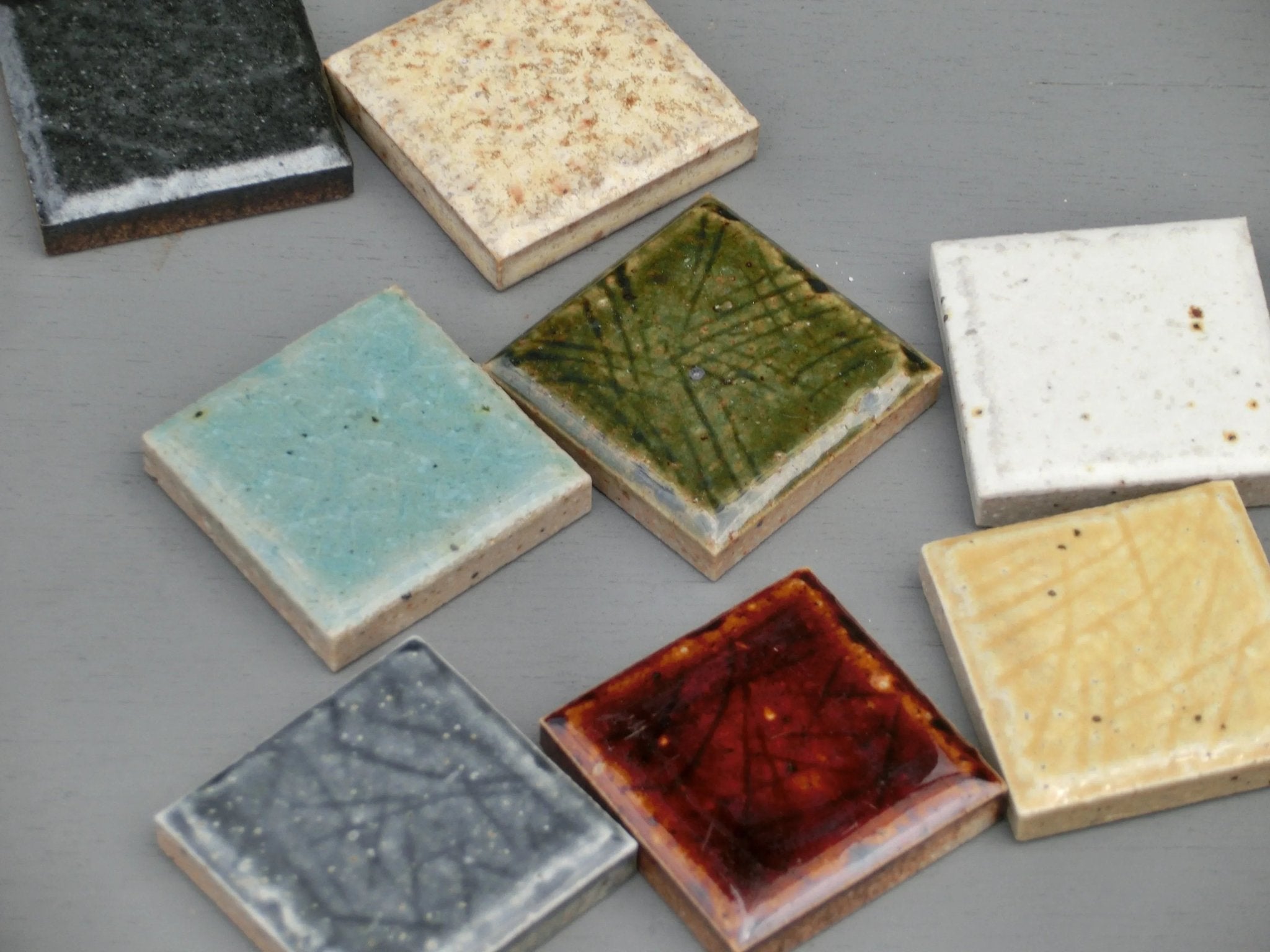 Japanese ceramic wall tiles Kaji Naka Sample in Mustard from Mittsu Japanese Tiles