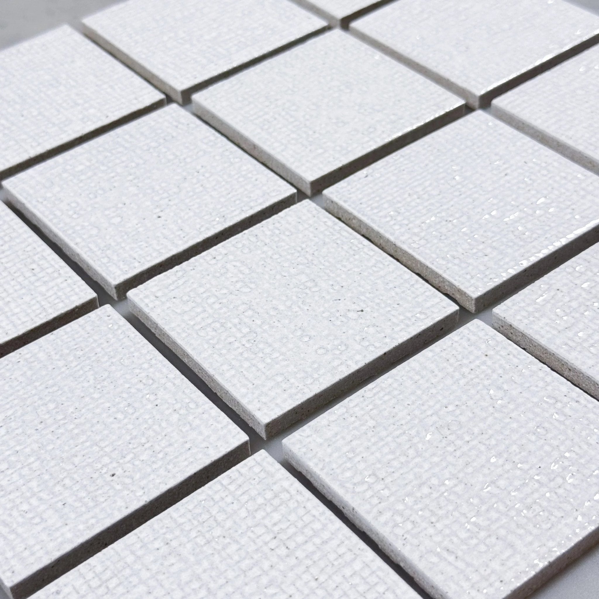 Japanese ceramic wall tiles Kaji Oki in Broken White  from Mittsu Japanese Tiles