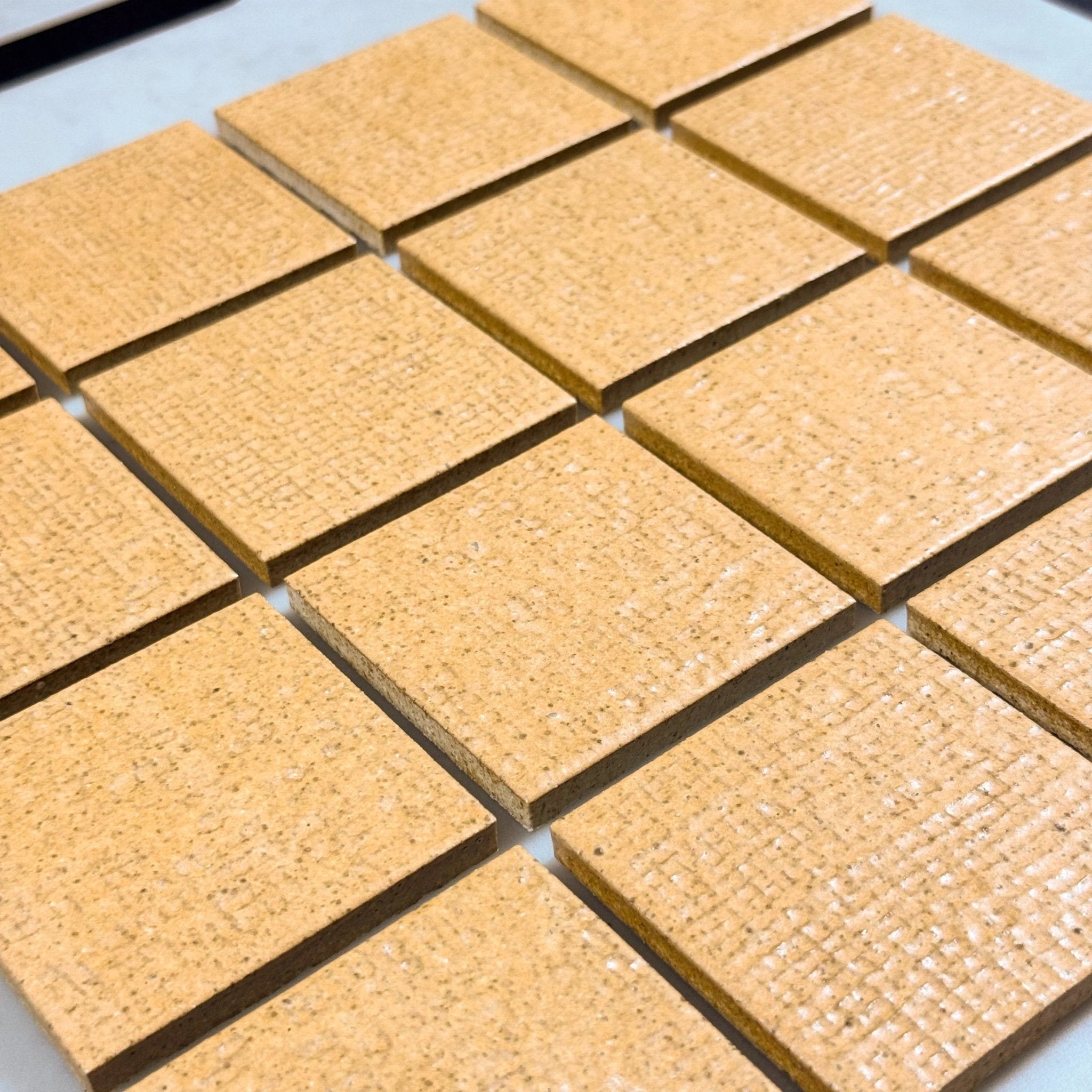 Japanese ceramic wall tiles Kaji Oki in Golden Brown  from Mittsu Japanese Tiles