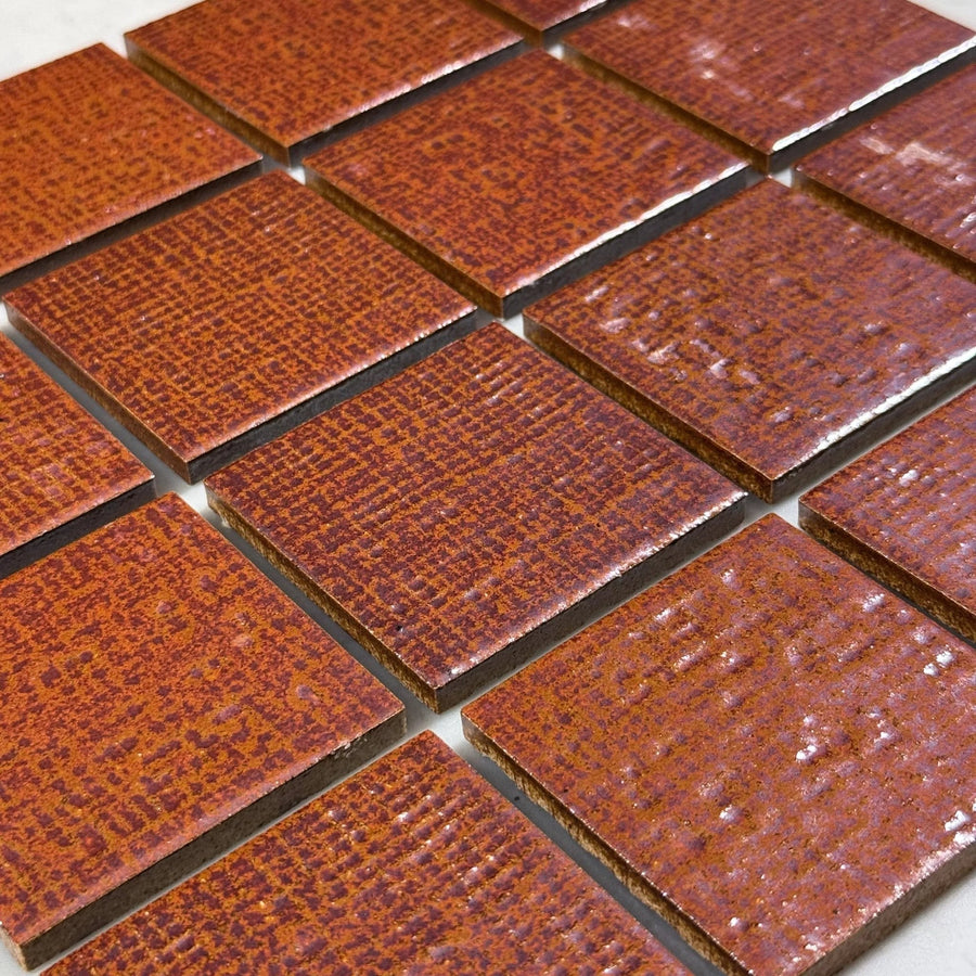 Japanese porcelain wall tiles Kaji Oki in Vintage Red from the Kaji family by Mittsu Japanese Tiles