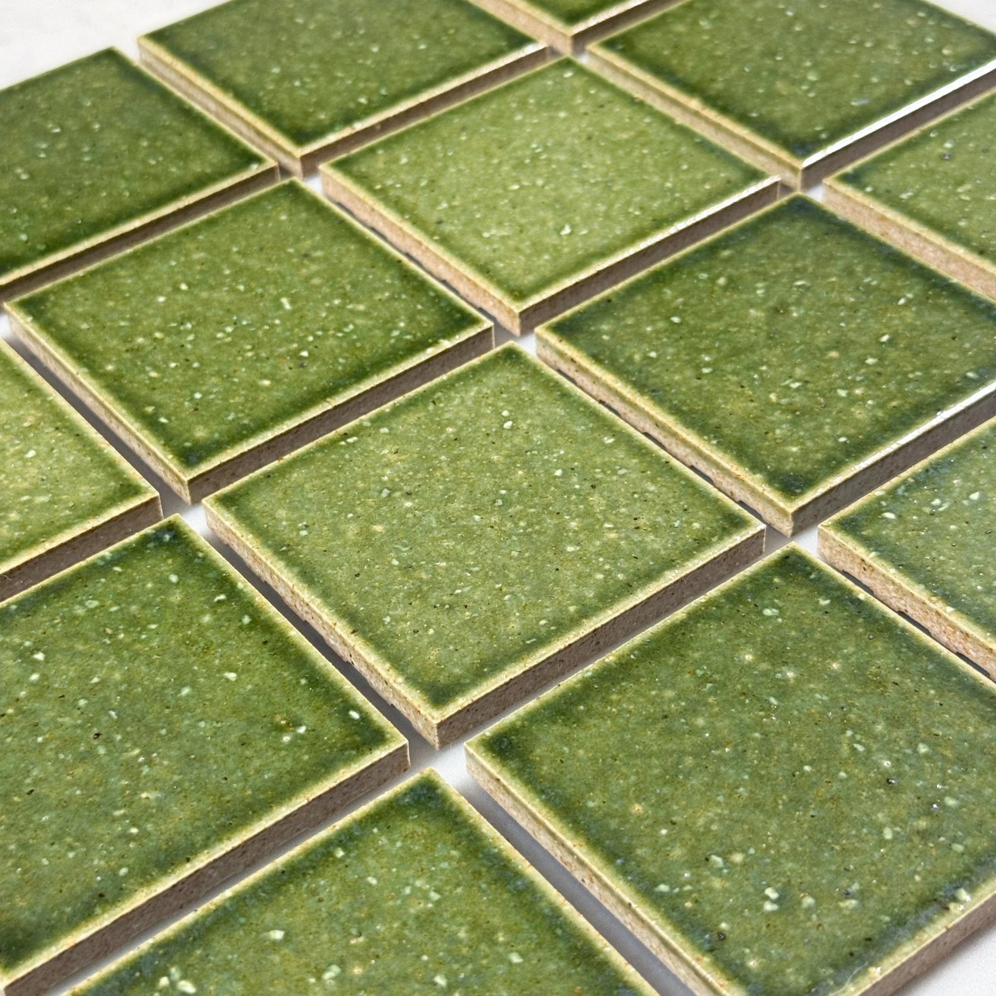 Japanese ceramic wall tiles Kaji Oki in Vintage Green from Mittsu Japanese Tiles