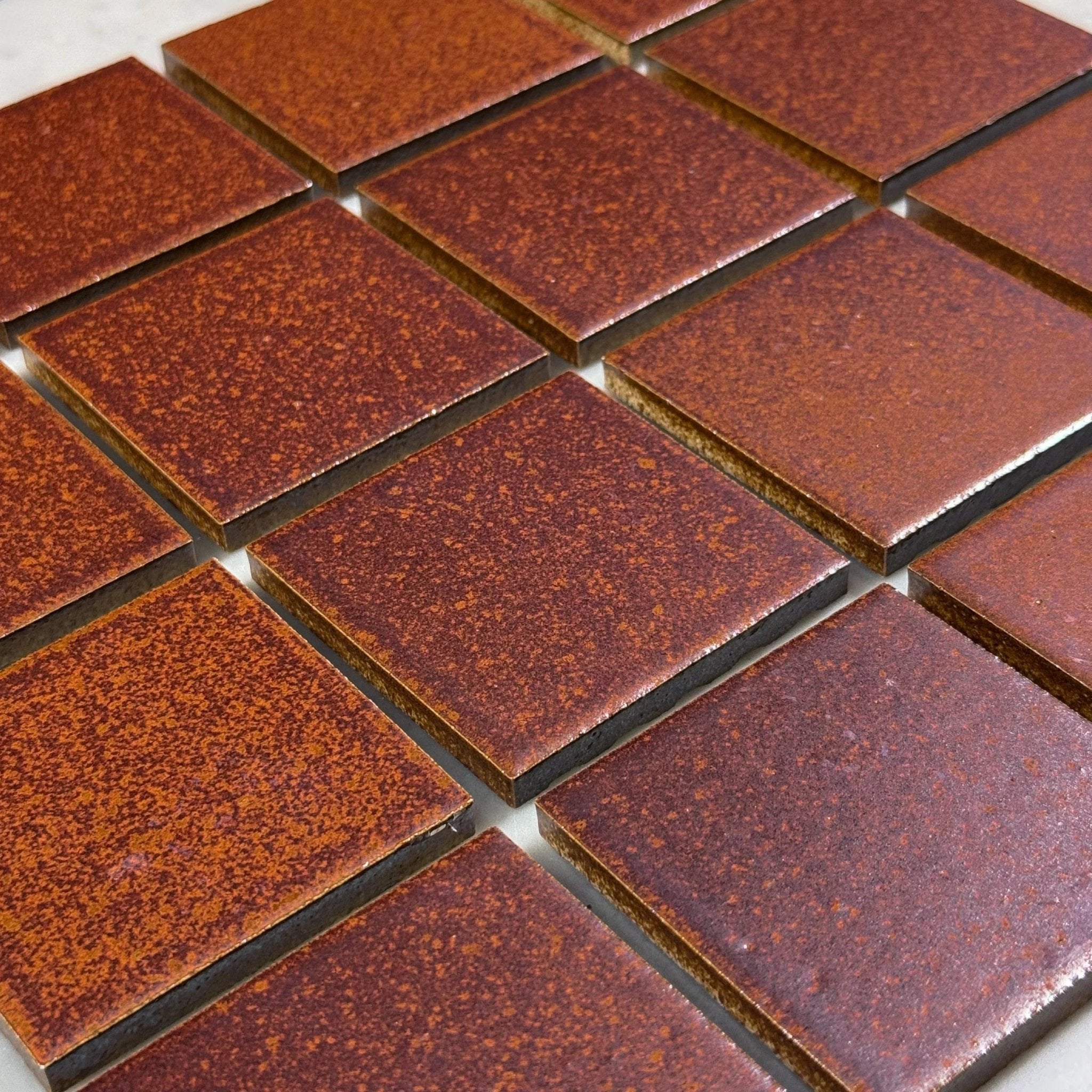 Japanese ceramic wall tiles Kaji Oki in Vintage Red from Mittsu Japanese Tiles