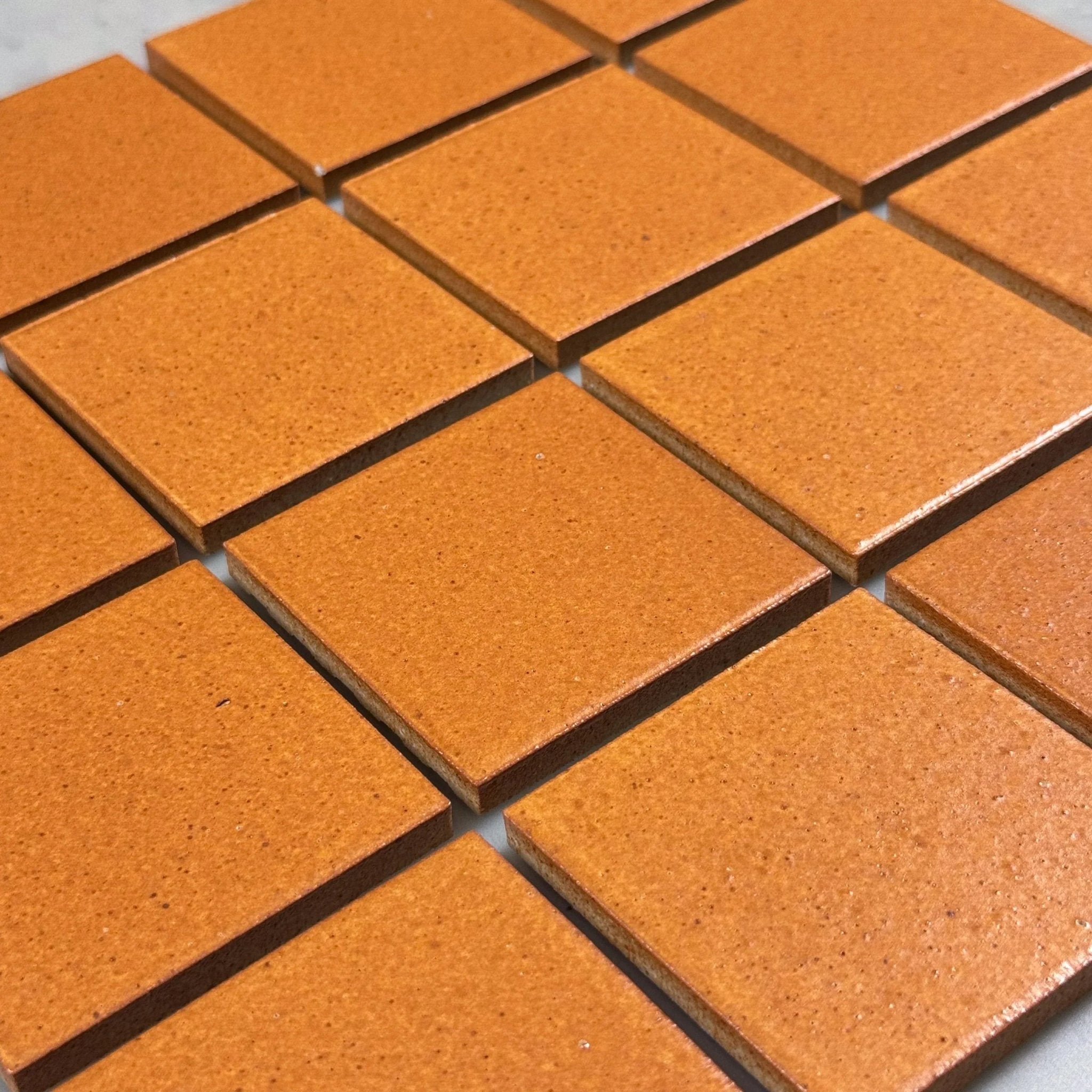 Japanese ceramic wall tiles Kaji Oki in Tangerine from Mittsu Japanese Tiles