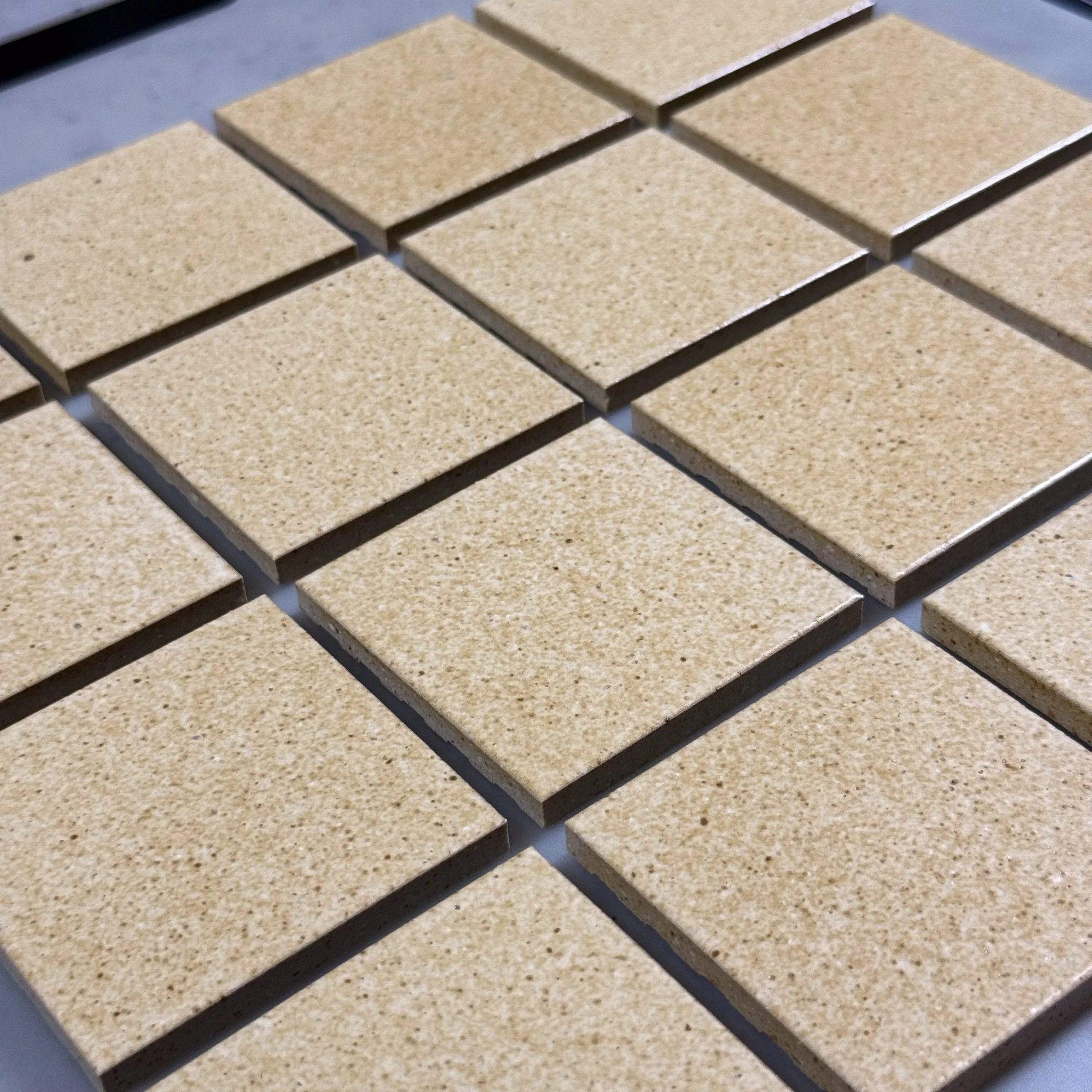 Japanese ceramic wall tiles Kaji Oki in Buttercream from Mittsu Japanese Tiles