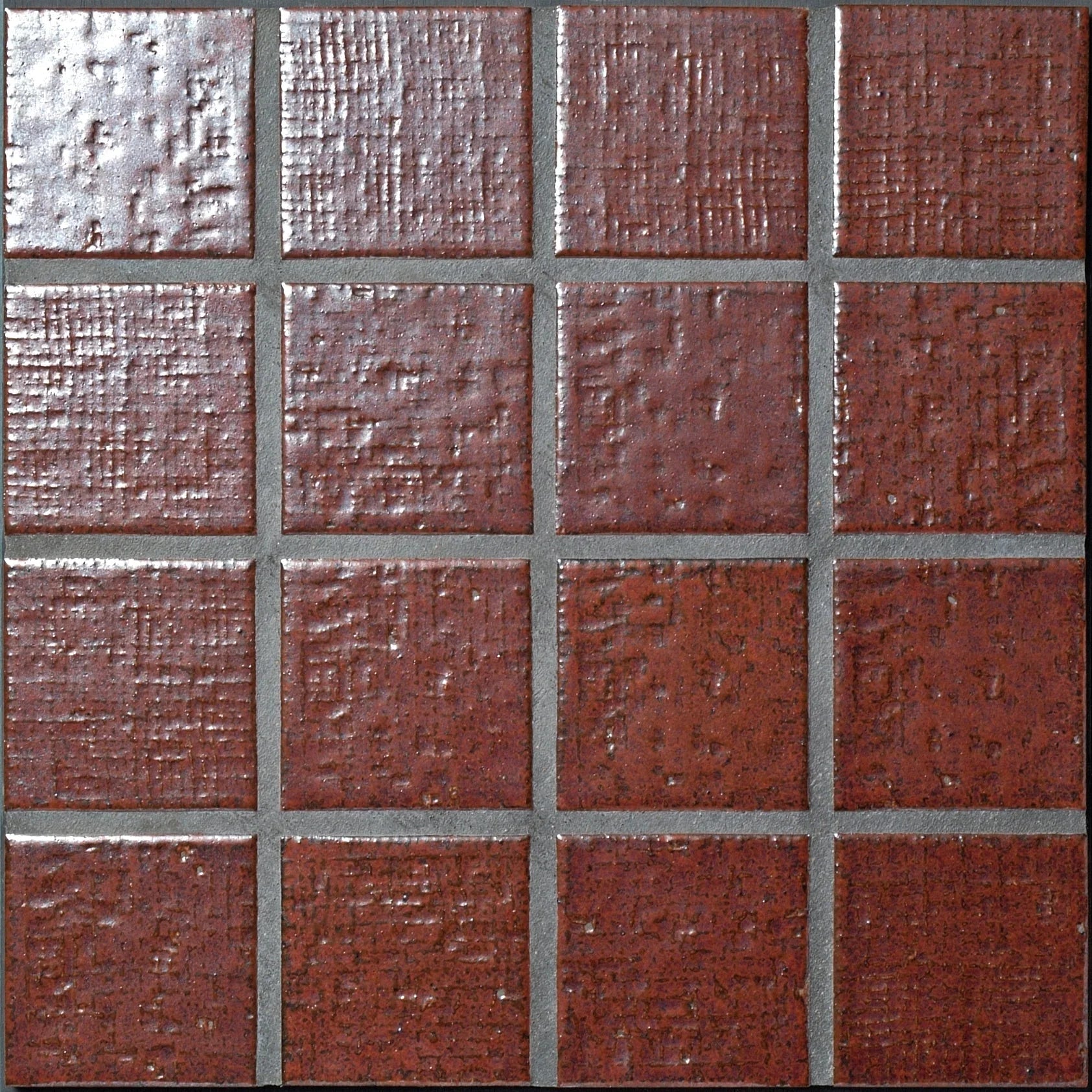 Japanese ceramic wall tiles Kaji Oki Sample in Vintage Red  from Mittsu Japanese Tiles