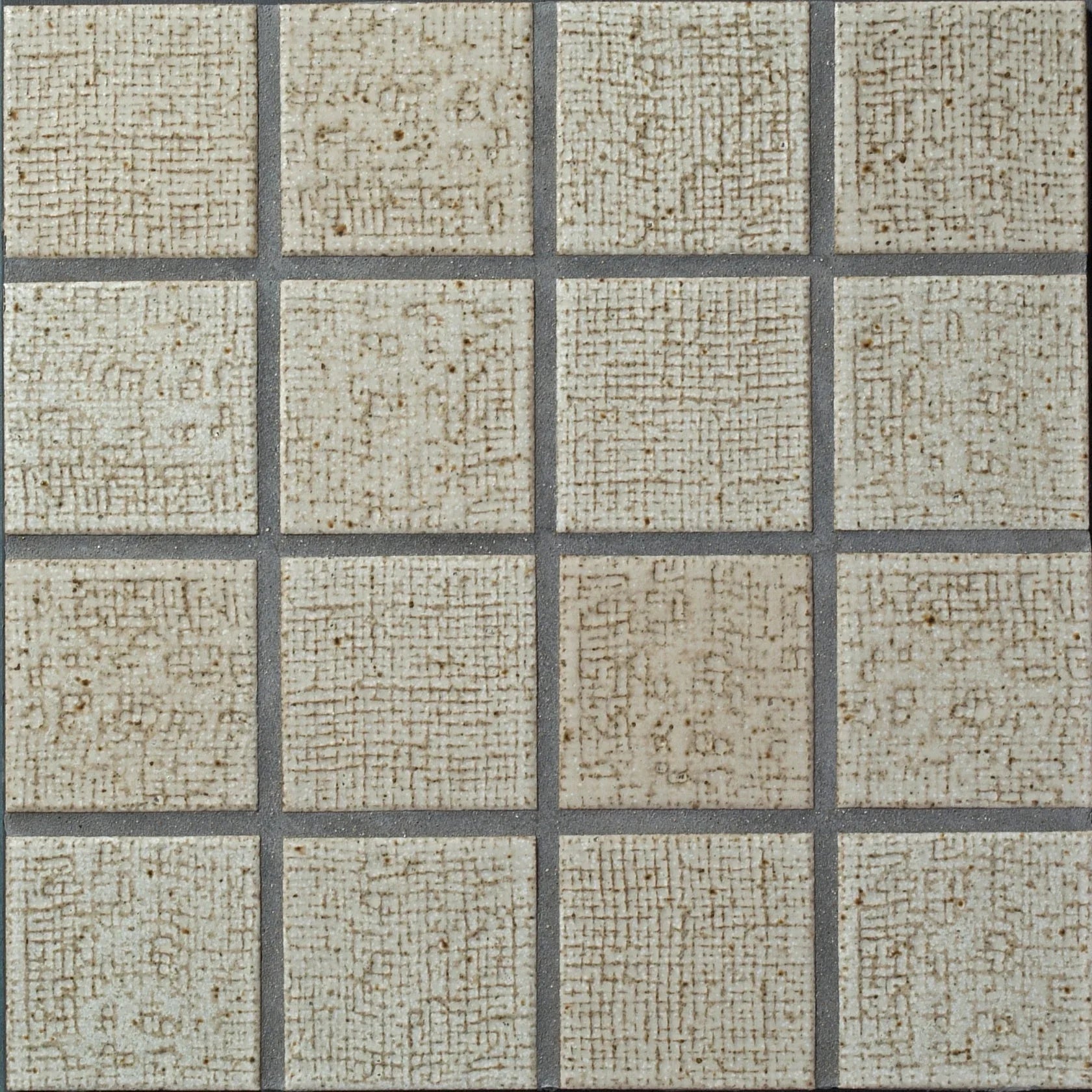 Japanese ceramic wall tiles Kaji Oki Sample in Speckled Cream  from Mittsu Japanese Tiles