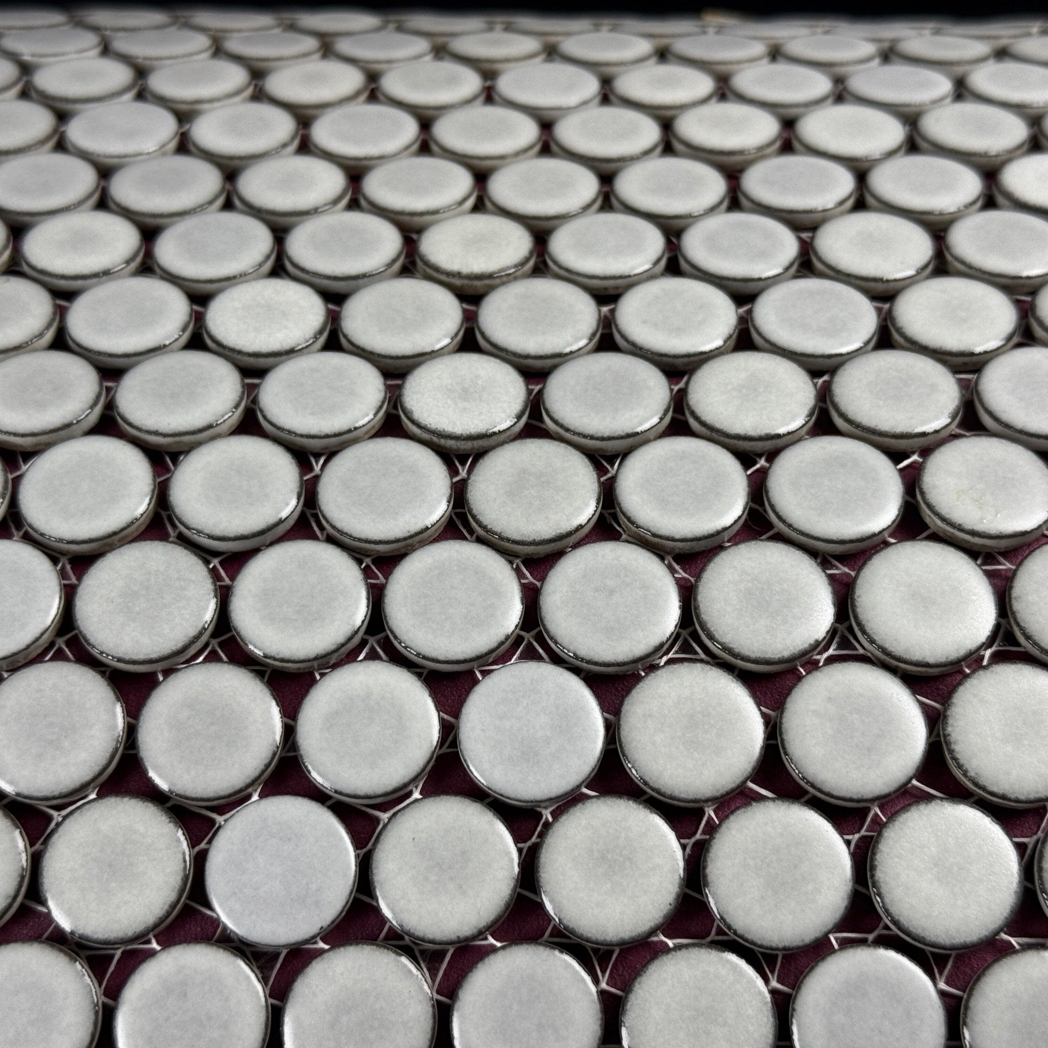 Japanese ceramic wall tiles Maru 19mm in Fog from Mittsu Japanese Tiles