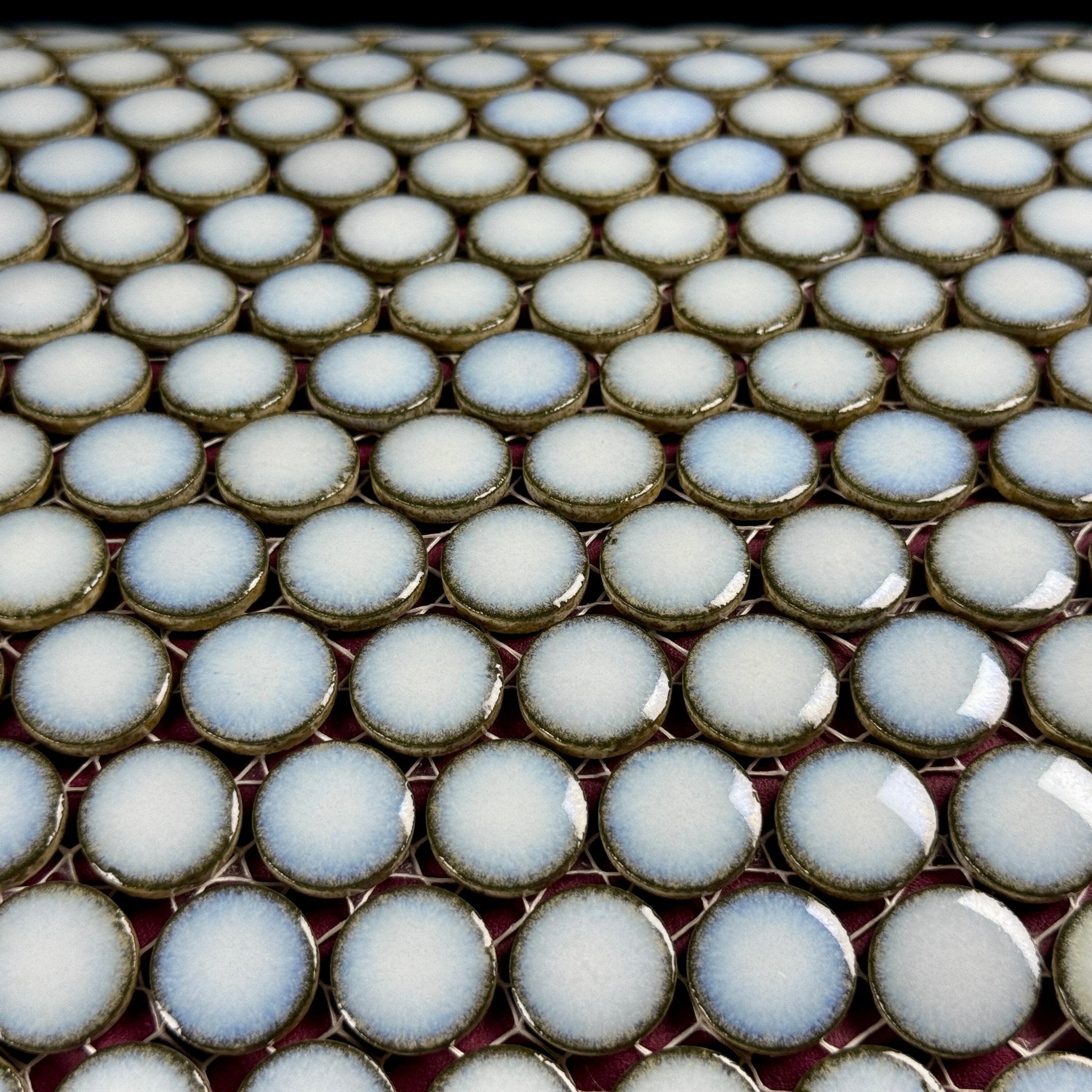 Japanese ceramic wall tiles Maru 19mm in Cloud from Mittsu Japanese Tiles