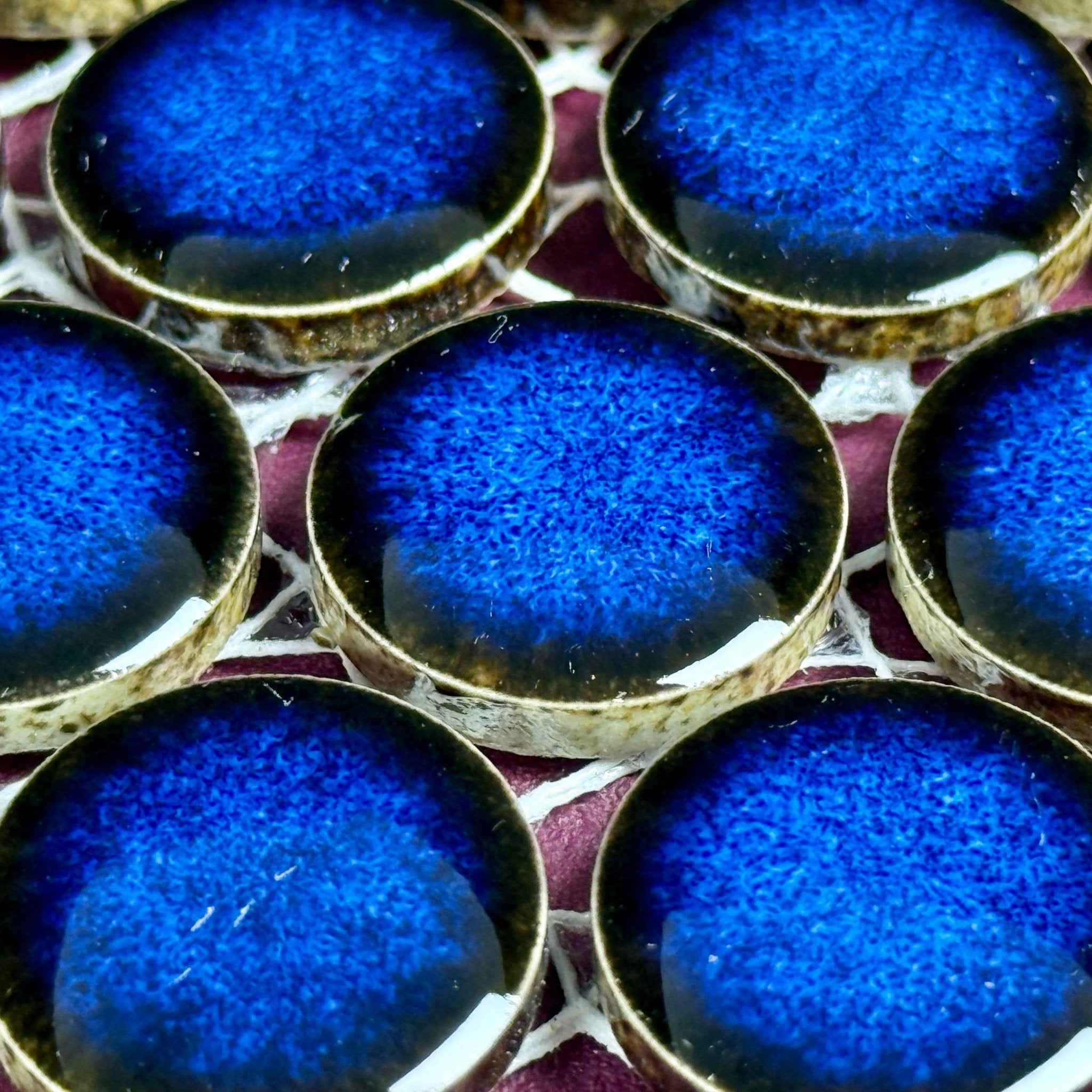 Japanese ceramic wall tiles Maru 19mm in Blue Hole from Mittsu Japanese Tiles