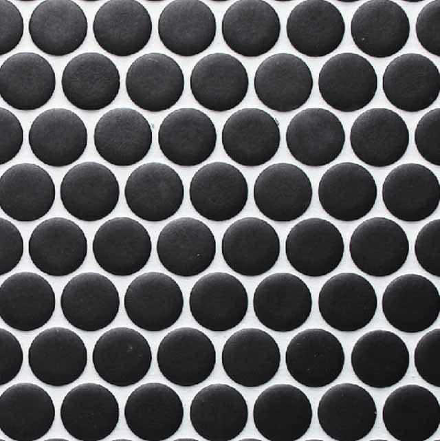 Japanese ceramic wall tiles Maru 19mm Sample in Obsidian from Mittsu Japanese Tiles