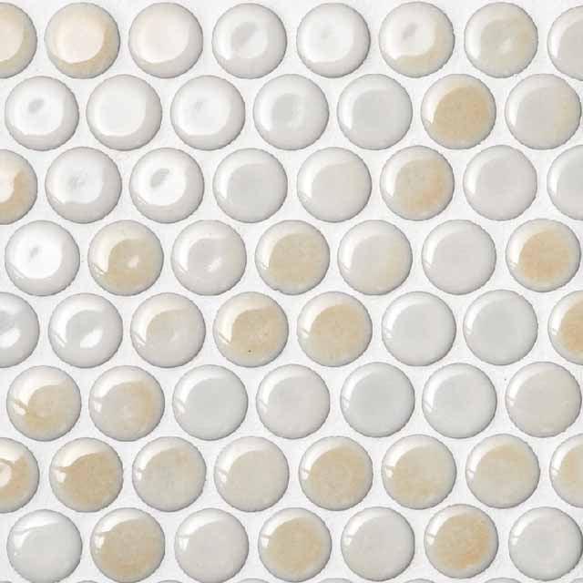 Japanese ceramic wall tiles Maru 19mm Sample in Butter Cream from Mittsu Japanese Tiles