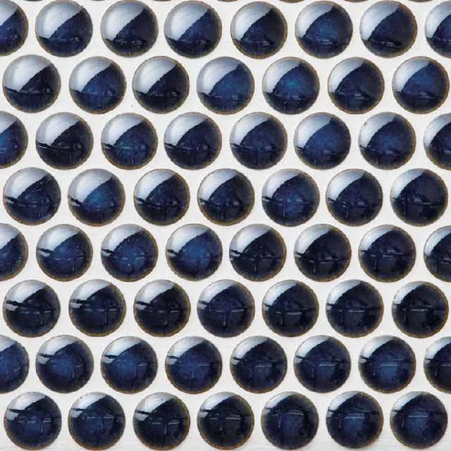 Japanese ceramic wall tiles Maru 19mm Sample in Royal Blue from Mittsu Japanese Tiles