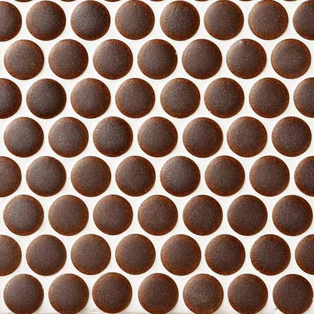 Japanese ceramic wall tiles Maru 19mm Sample in Copper from Mittsu Japanese Tiles