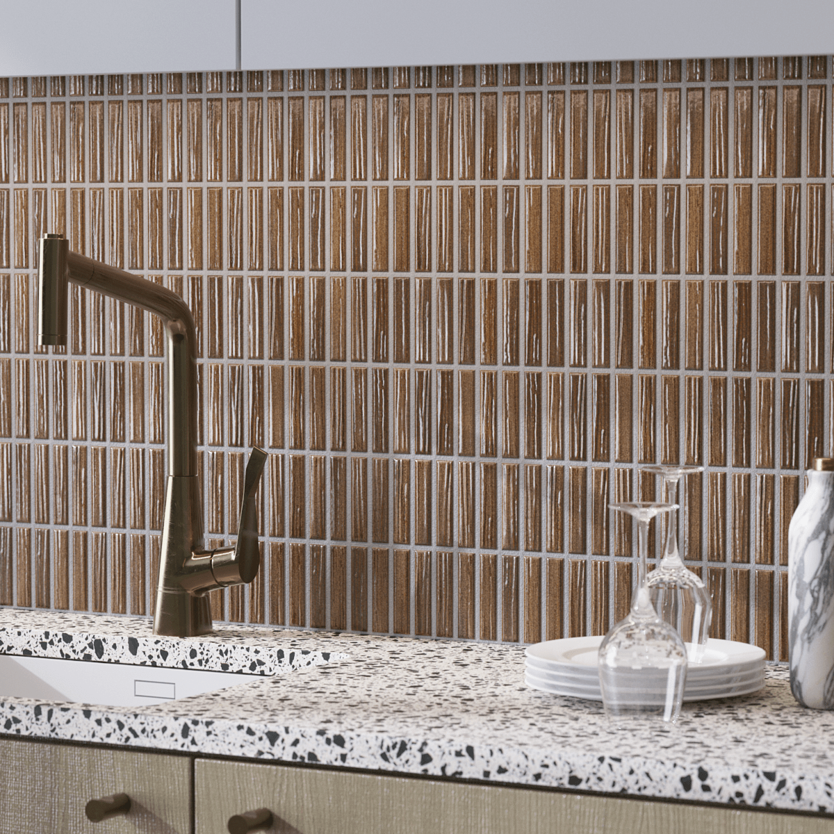 Japanese ceramic wall tiles Kogarana - Japanese Porcelain Wall Tile (UAE) in Tiramisu from Mittsu Japanese Tiles