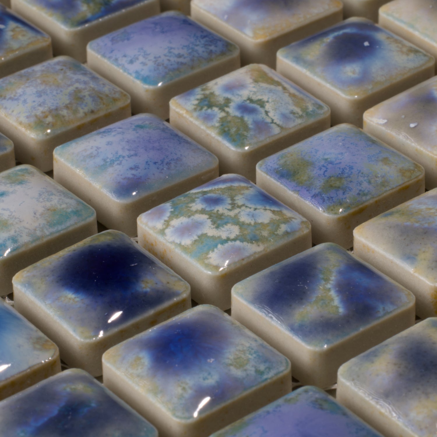 Japanese ceramic wall tiles Komasu Sample in Ivory Mix from Mittsu Japanese Tiles