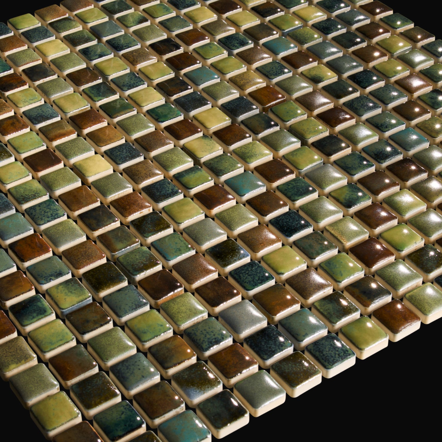 Japanese ceramic wall tiles Komasu Sample in Bronze Mix from Mittsu Japanese Tiles
