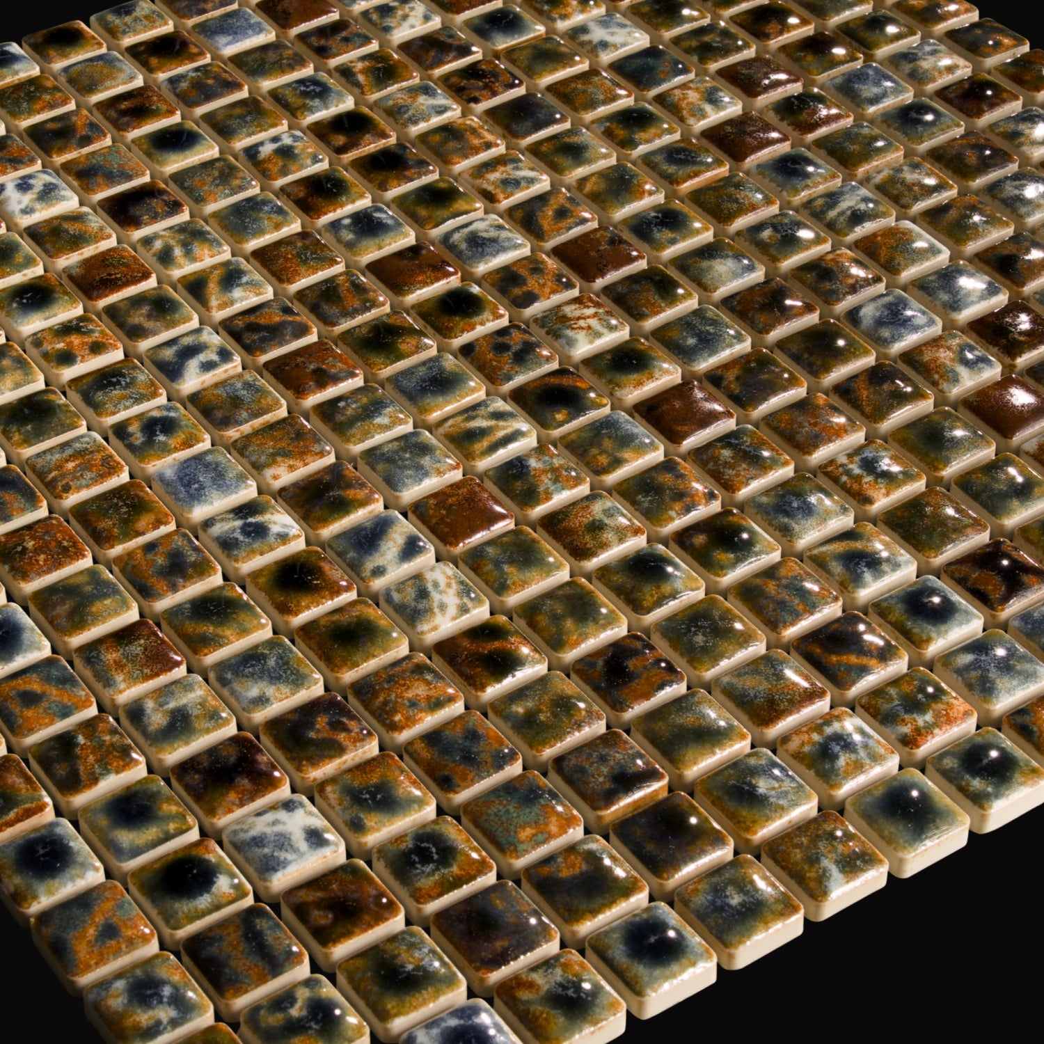 Japanese ceramic wall tiles Komasu Sample in Aged Bronze from Mittsu Japanese Tiles