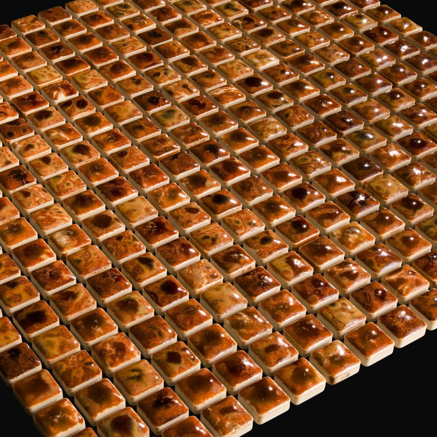 Japanese ceramic wall tiles Komasu Sample in Autumn Umber from Mittsu Japanese Tiles