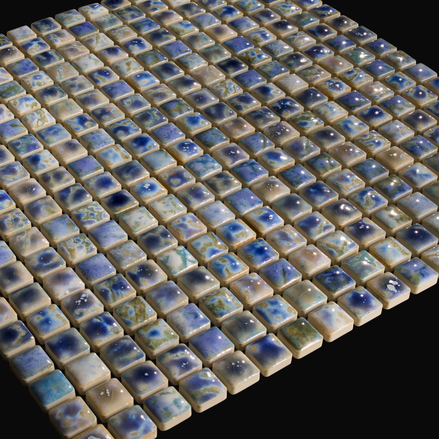 Japanese ceramic wall tiles Komasu Sample in Azure Reef from Mittsu Japanese Tiles