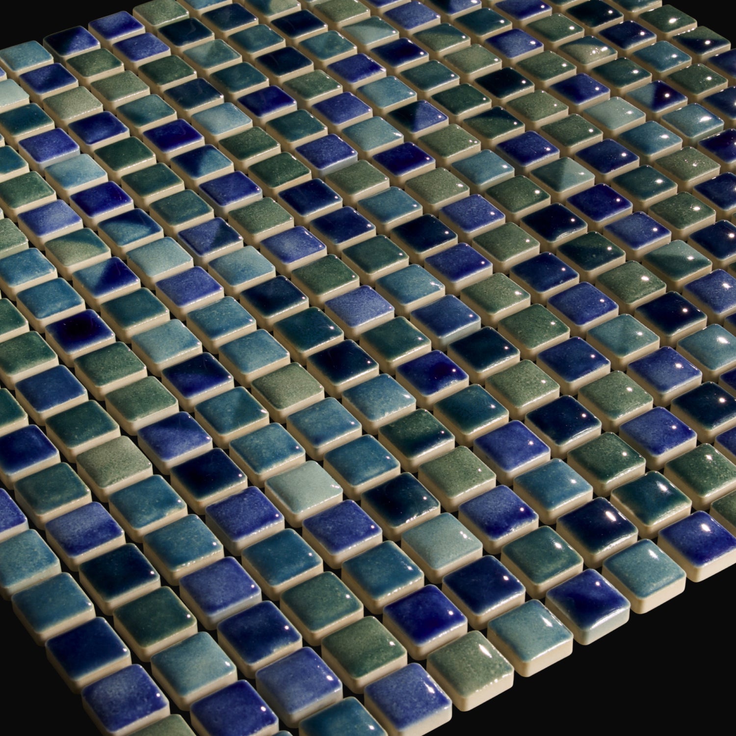 Japanese ceramic wall tiles Komasu Sample in Kingfisher Blue from Mittsu Japanese Tiles