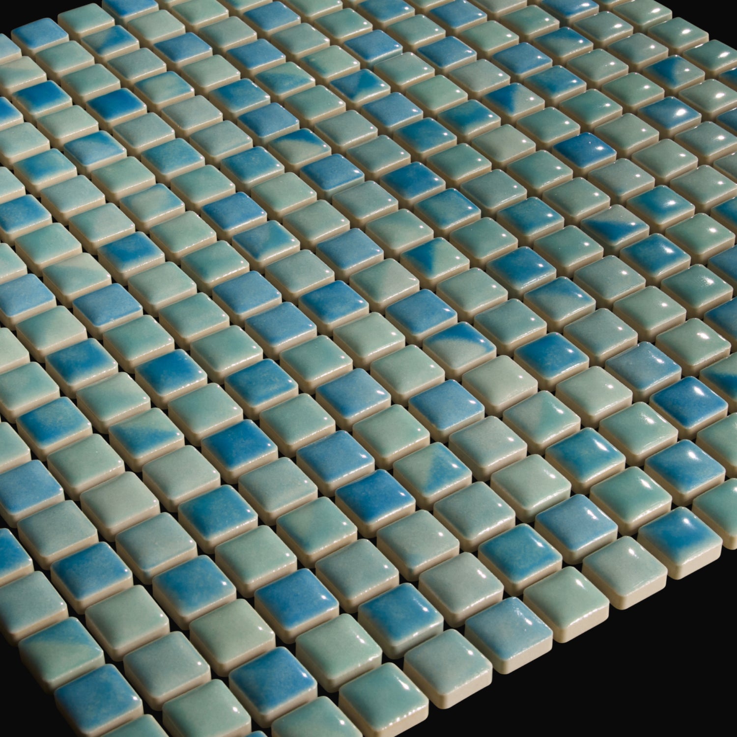 Japanese ceramic wall tiles Komasu Sample in Aqua Celadon from Mittsu Japanese Tiles