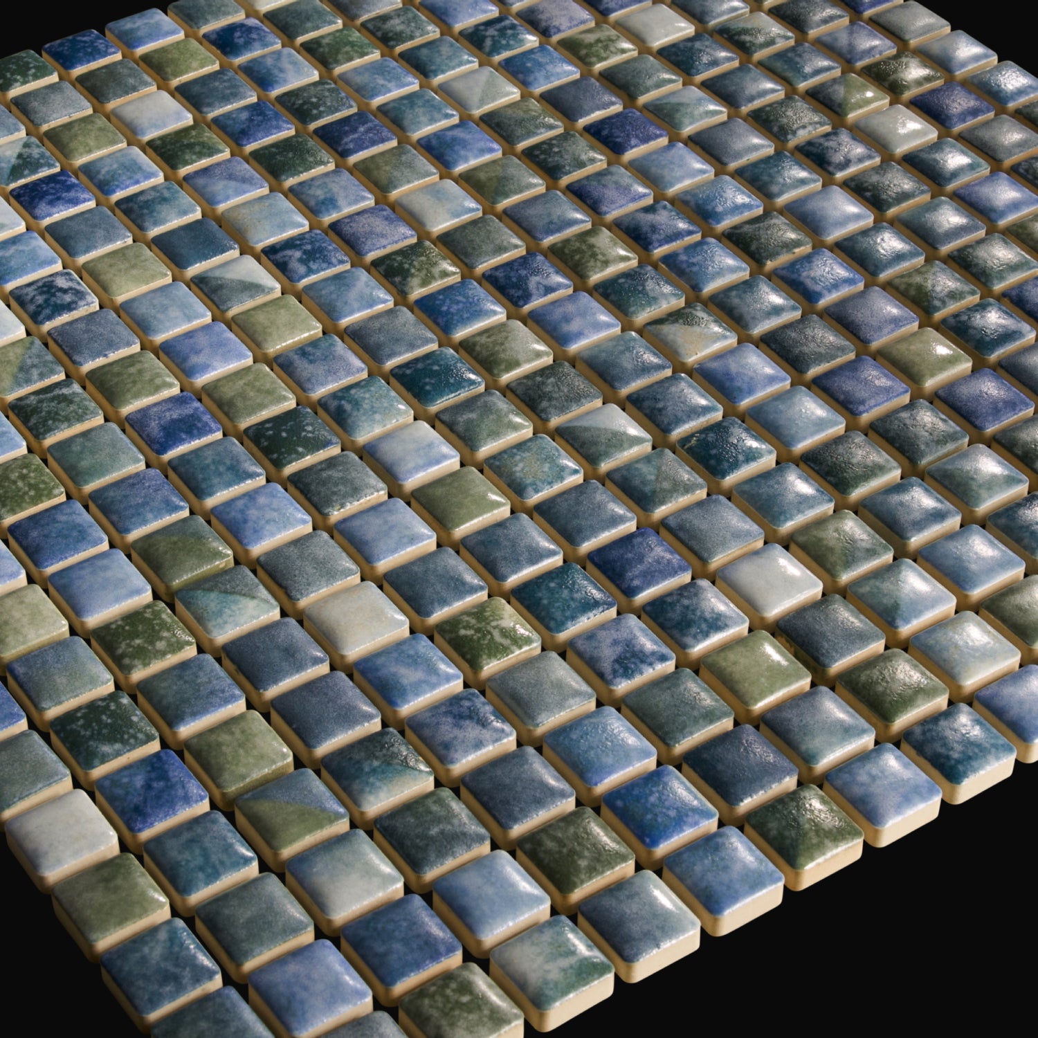 Japanese ceramic wall tiles Komasu Sample in Harbour Blue from Mittsu Japanese Tiles