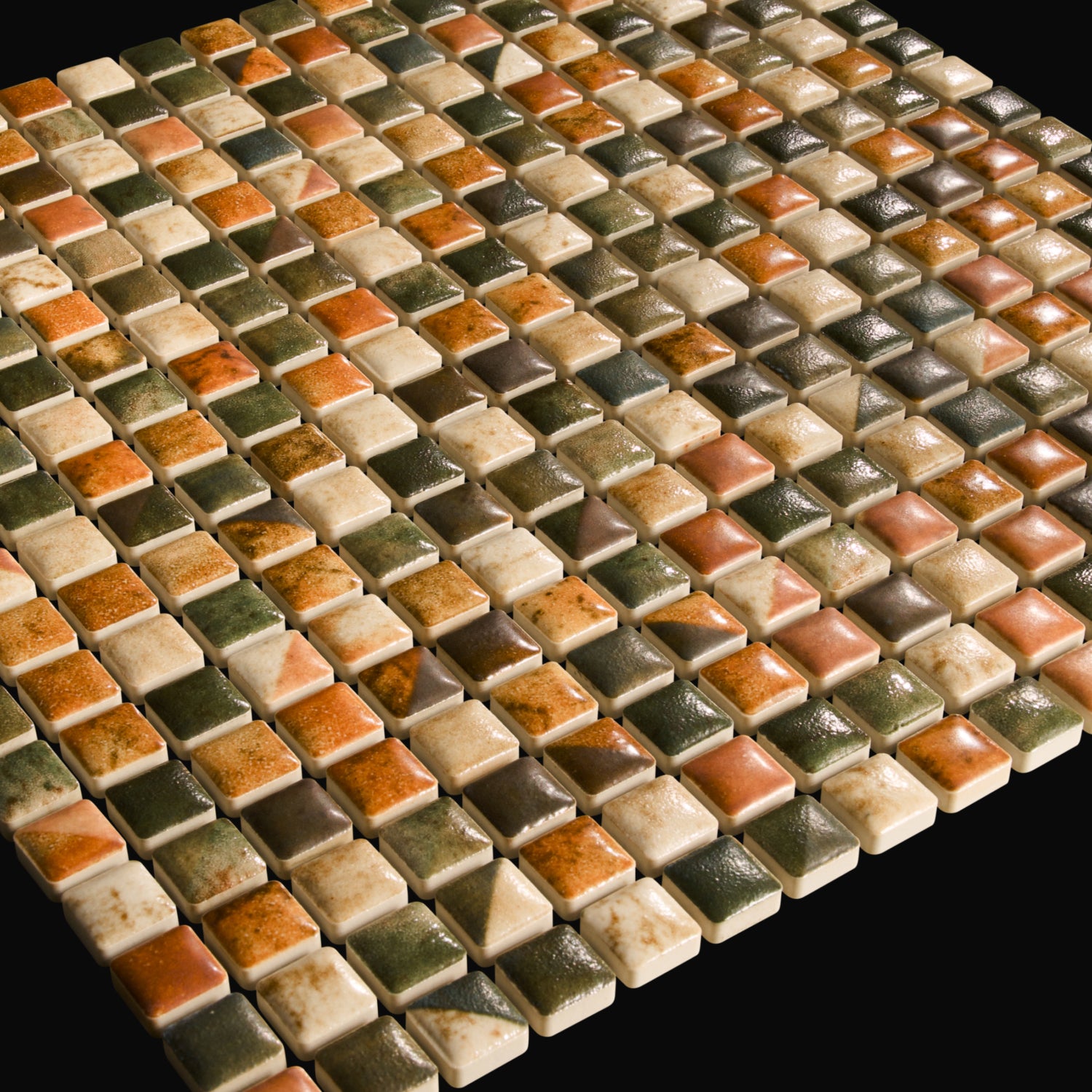 Japanese ceramic wall tiles Komasu Sample in Verdigris from Mittsu Japanese Tiles