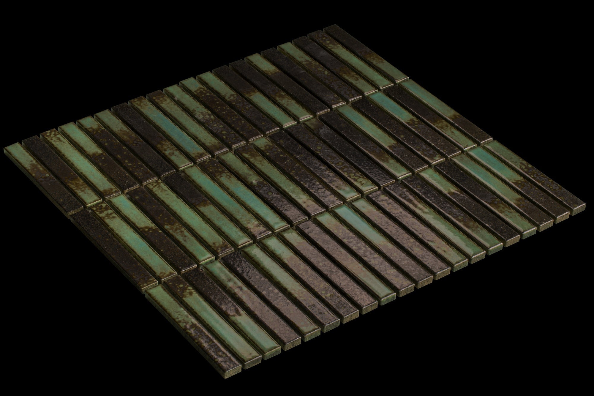 Japanese ceramic wall tiles Yohen Sample - Japanese Porcelain Wall Tile (UAE) in Dark Green Mix from Mittsu Japanese Tiles