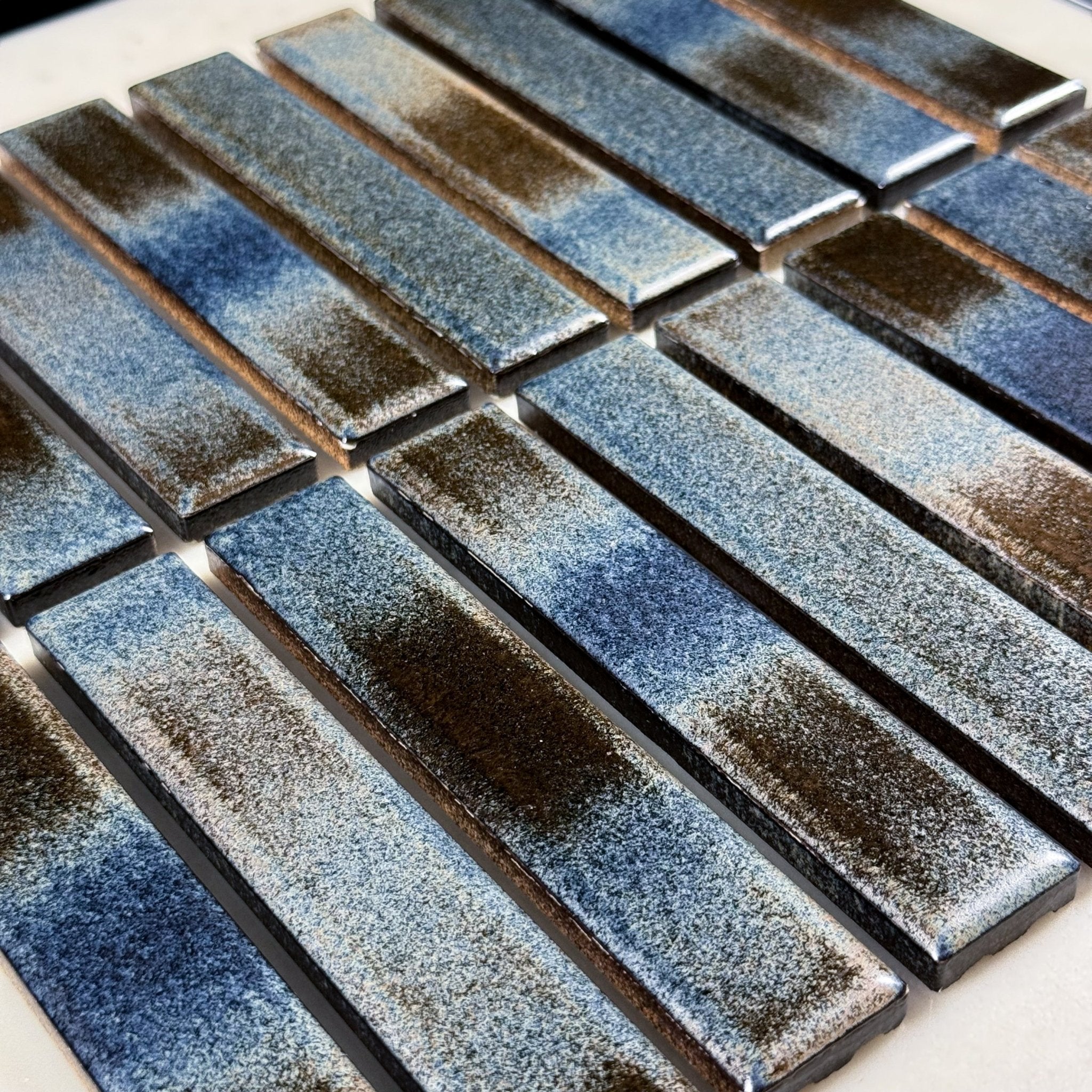 Japanese ceramic wall tiles Nakaba Sample in Night Cloud from Mittsu Japanese Tiles