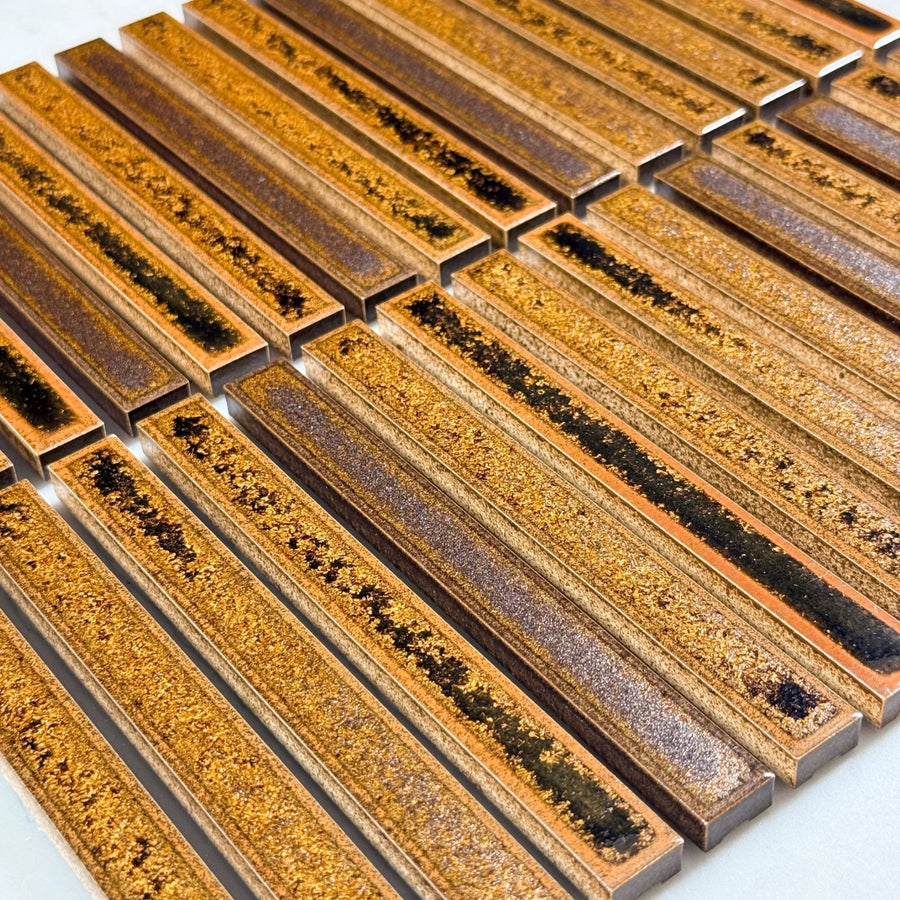 Japanese ceramic wall tiles Nigi Sample in Kincha from Mittsu Japanese Tiles