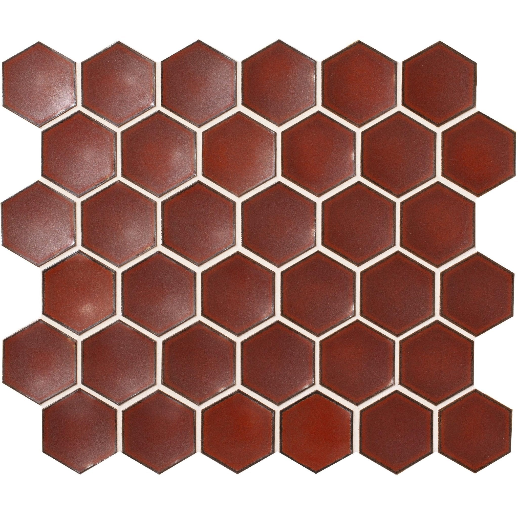 Japanese ceramic wall tiles Roku Sample in Deep Red from Mittsu Japanese Tiles