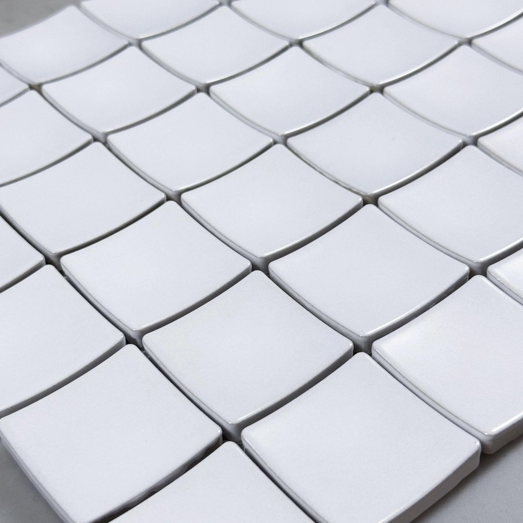 Japanese ceramic wall tiles Vaisell Sample in Matt White from Mittsu Japanese Tiles