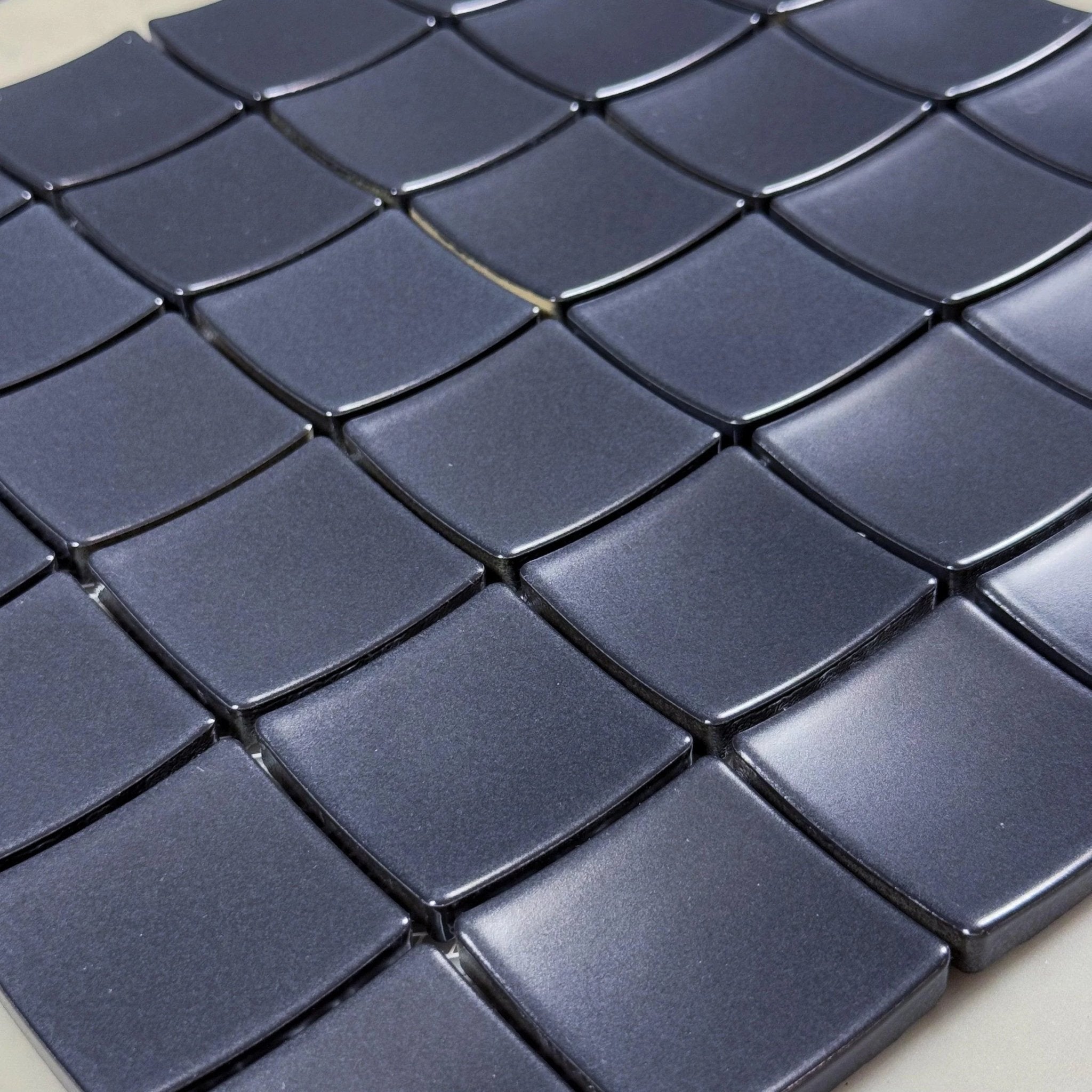 Japanese ceramic wall tiles Vaisell Sample in Matt Black from Mittsu Japanese Tiles