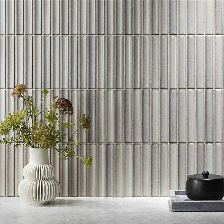 Japanese ceramic wall tiles Yukasumi Sample in White from Mittsu Japanese Tiles