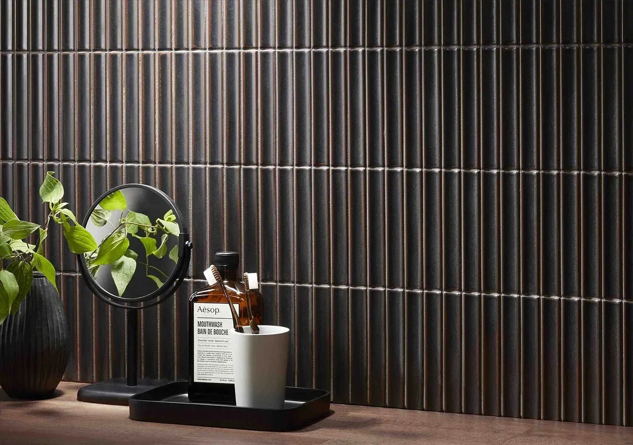 Japanese ceramic wall tiles Yukasumi Sample in Gray from Mittsu Japanese Tiles